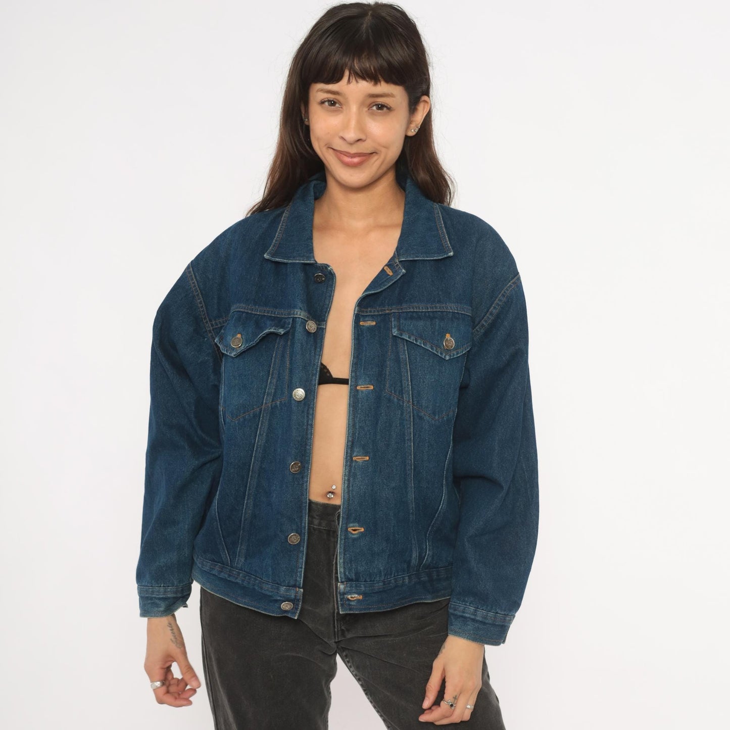 80s Jeff des Designs Dark Wash Denim Jacket Flannel Lined Western Yoke Small