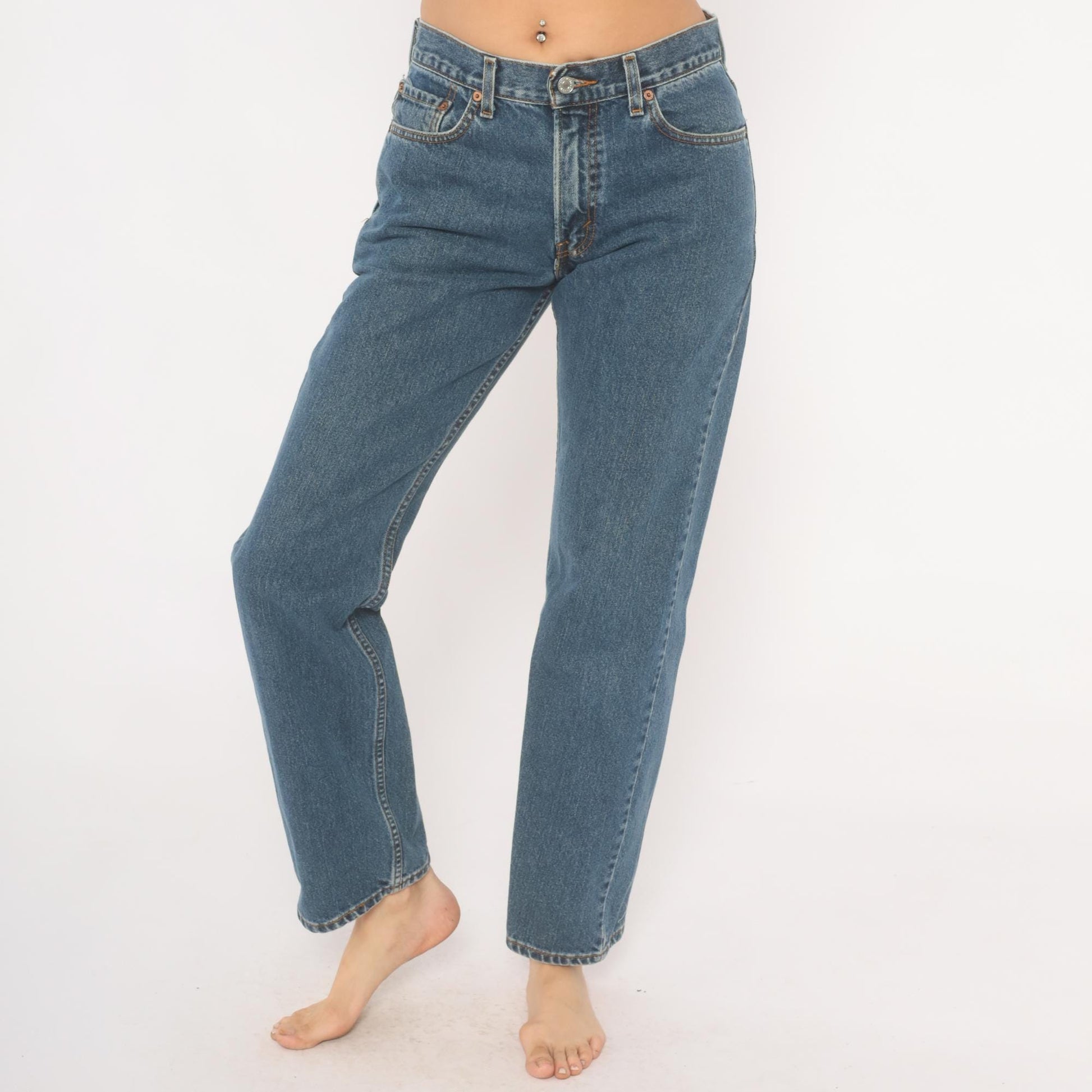 Levi's 505 Straight Leg Jeans Medium Wash High Rise Cotton Denim W30 L32