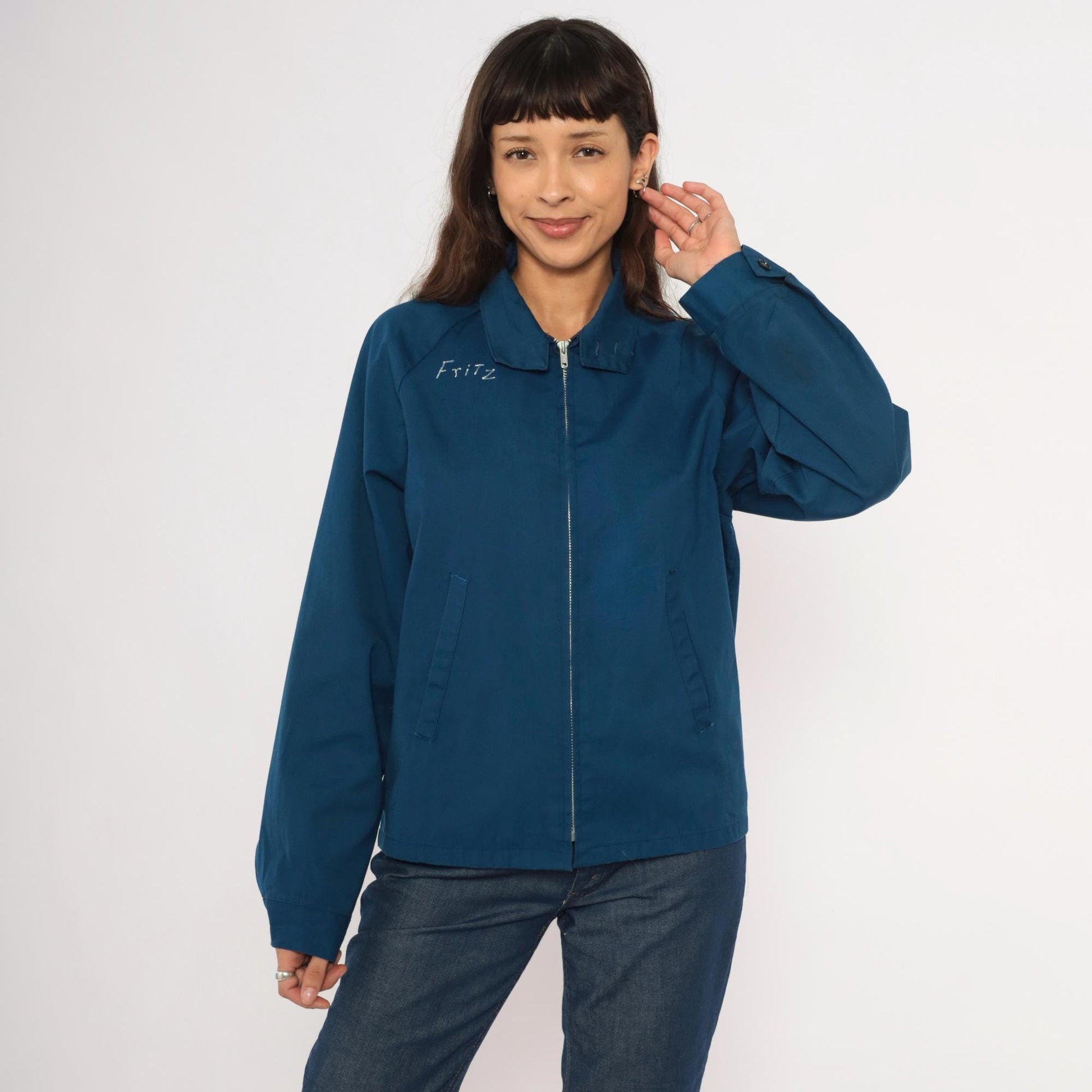 80s Sports Master Colorado Unit Windbreaker Navy Zip Jacket Bighorn Ram Medium