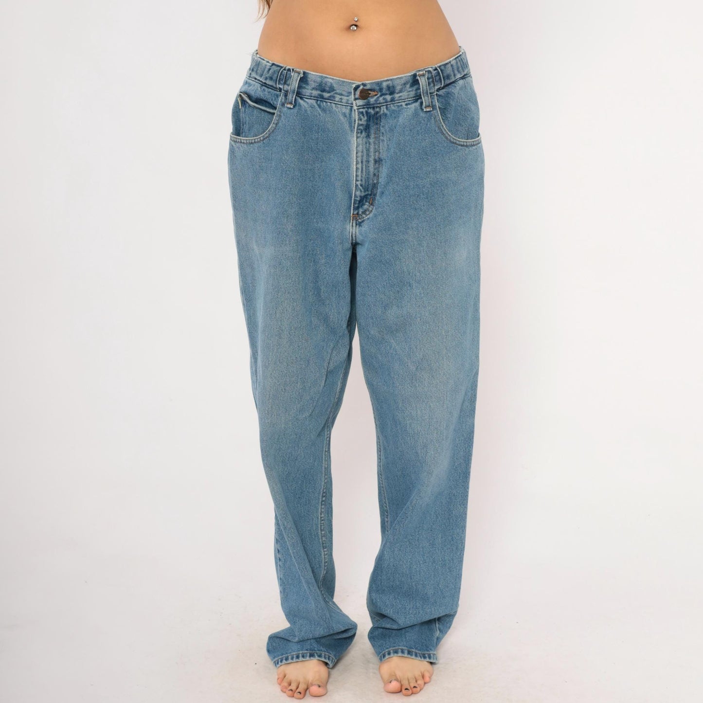90s L.L. Bean Light Wash Straight Leg Jeans Cotton Mid Rise 34x34