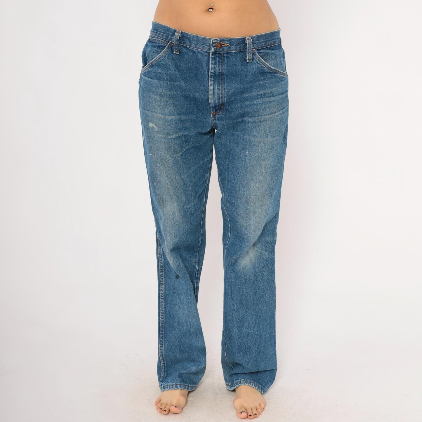 Red Kap Workwear Jeans 2000s Distressed Denim Straight Leg Blue Faded Wash Medium