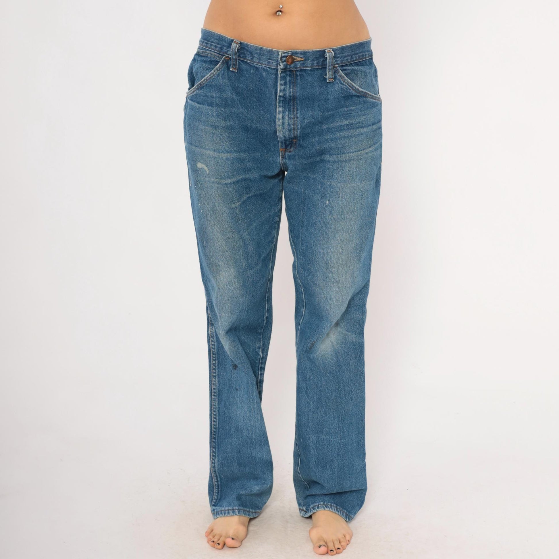 Red Kap Workwear Jeans 2000s Distressed Denim Straight Leg Blue Faded Wash Medium