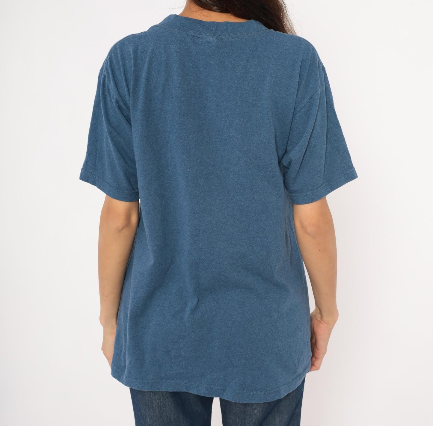 2000s Eco Mountain Yellowstone Wolf Graphic Tee Blue Medium M