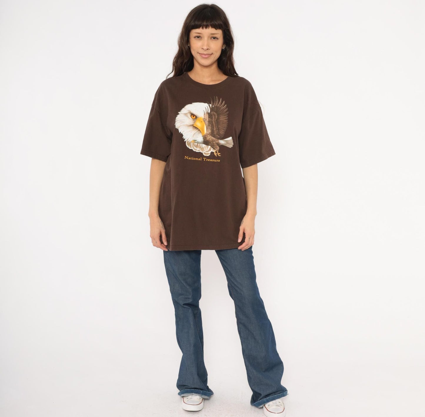 2000s Bald Eagle Nature Tee Ringspun Apparel Brown Cotton Graphic Shirt Extra Large XL
