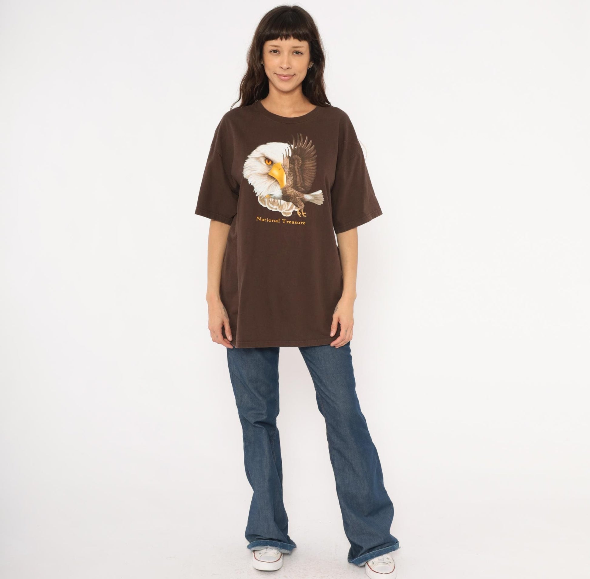 2000s Bald Eagle Nature Tee Ringspun Apparel Brown Cotton Graphic Shirt Extra Large XL