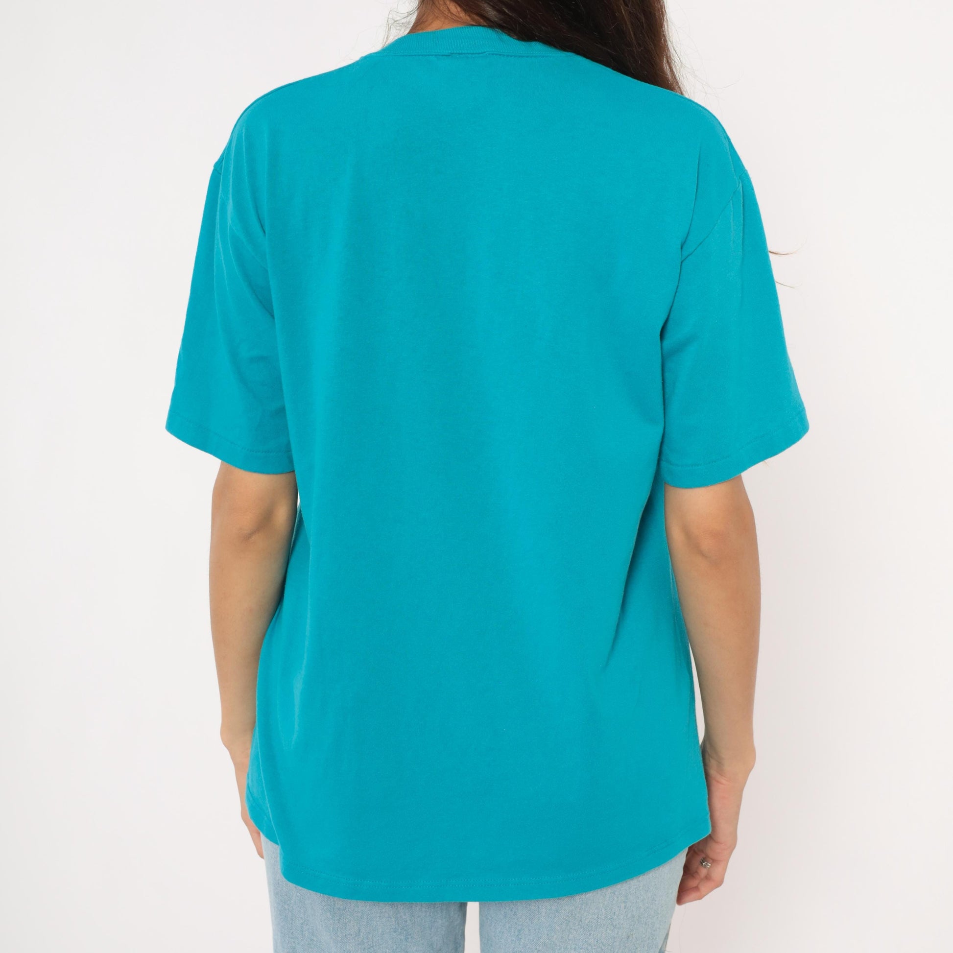 90s Jerzees Frank S. Farley State Marina Anchor Graphic Tee Teal Large L