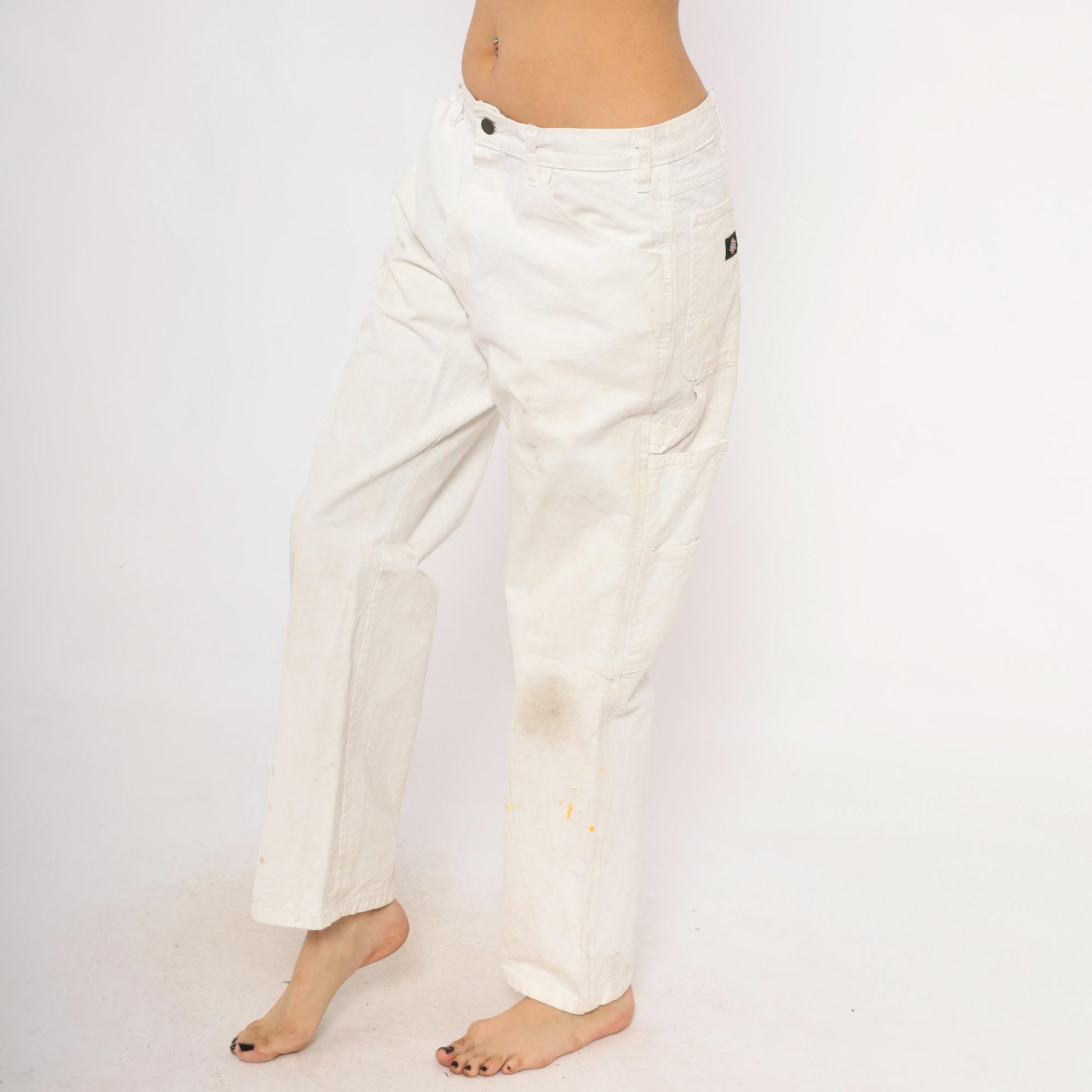 2000s Dickies Carpenter Pants White Cotton Sherwin Williams Workwear 34