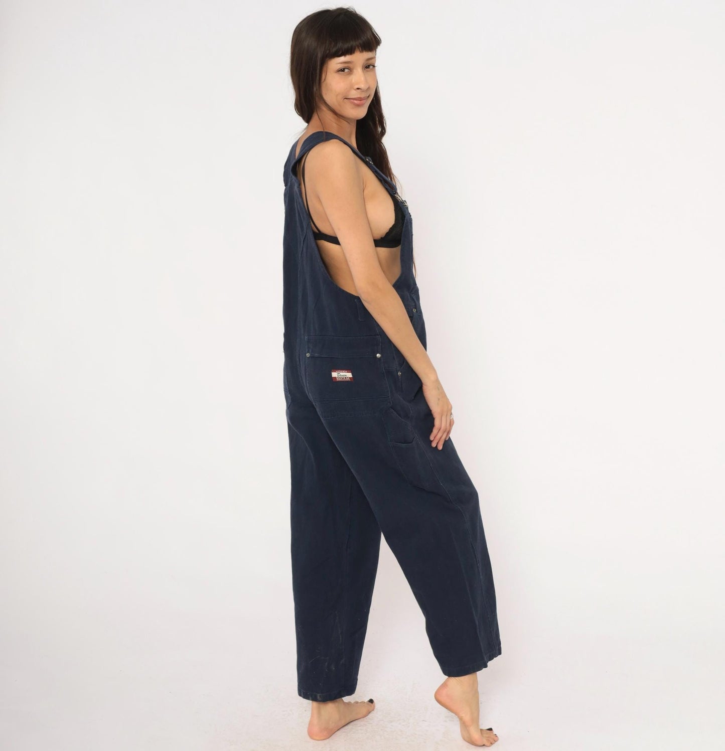 Y2K Route 66 Navy Denim Carpenter Overalls Straight Leg Medium M
