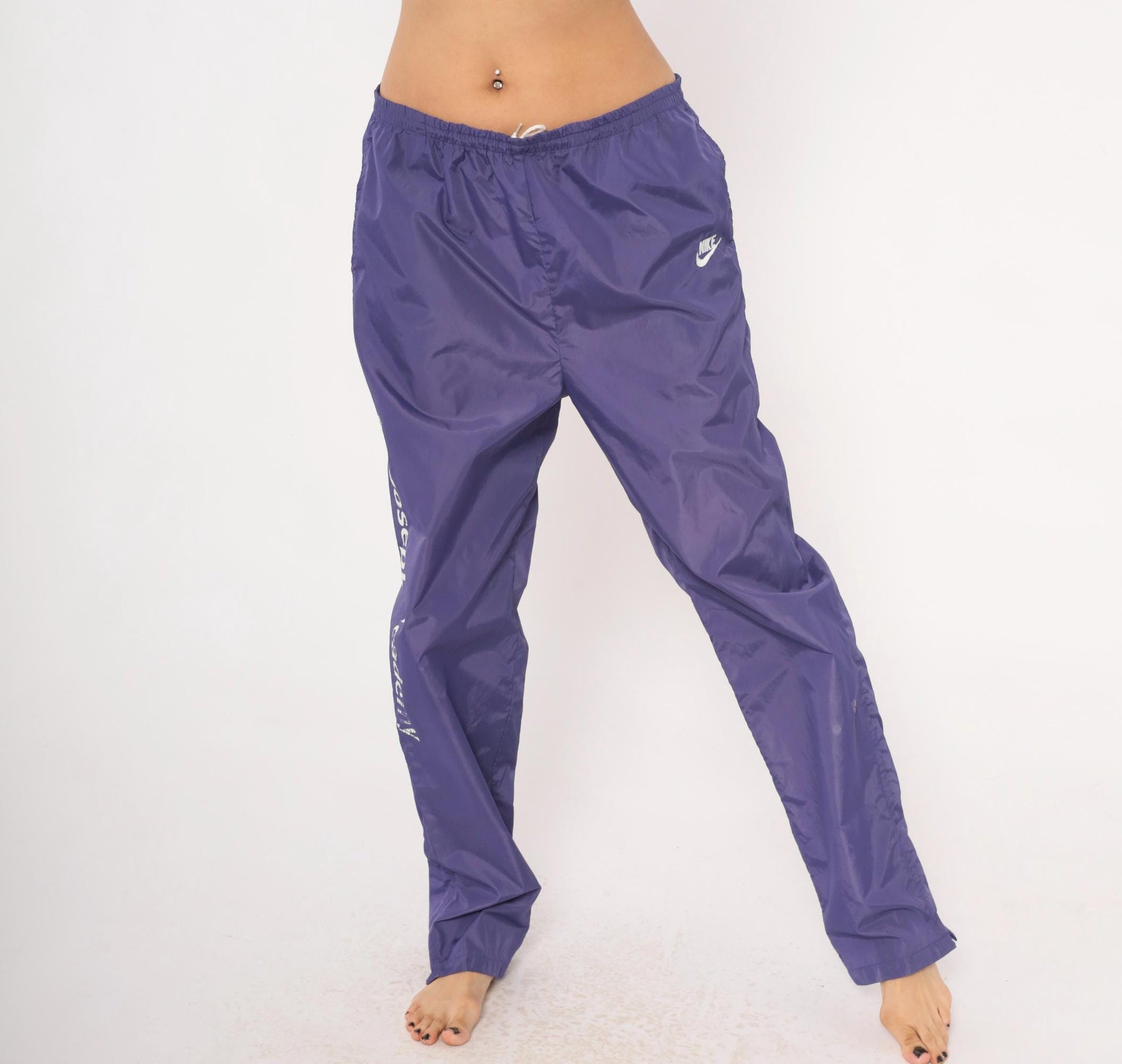 90s Nike Purple Nylon Windbreaker Pants Straight Leg Large L