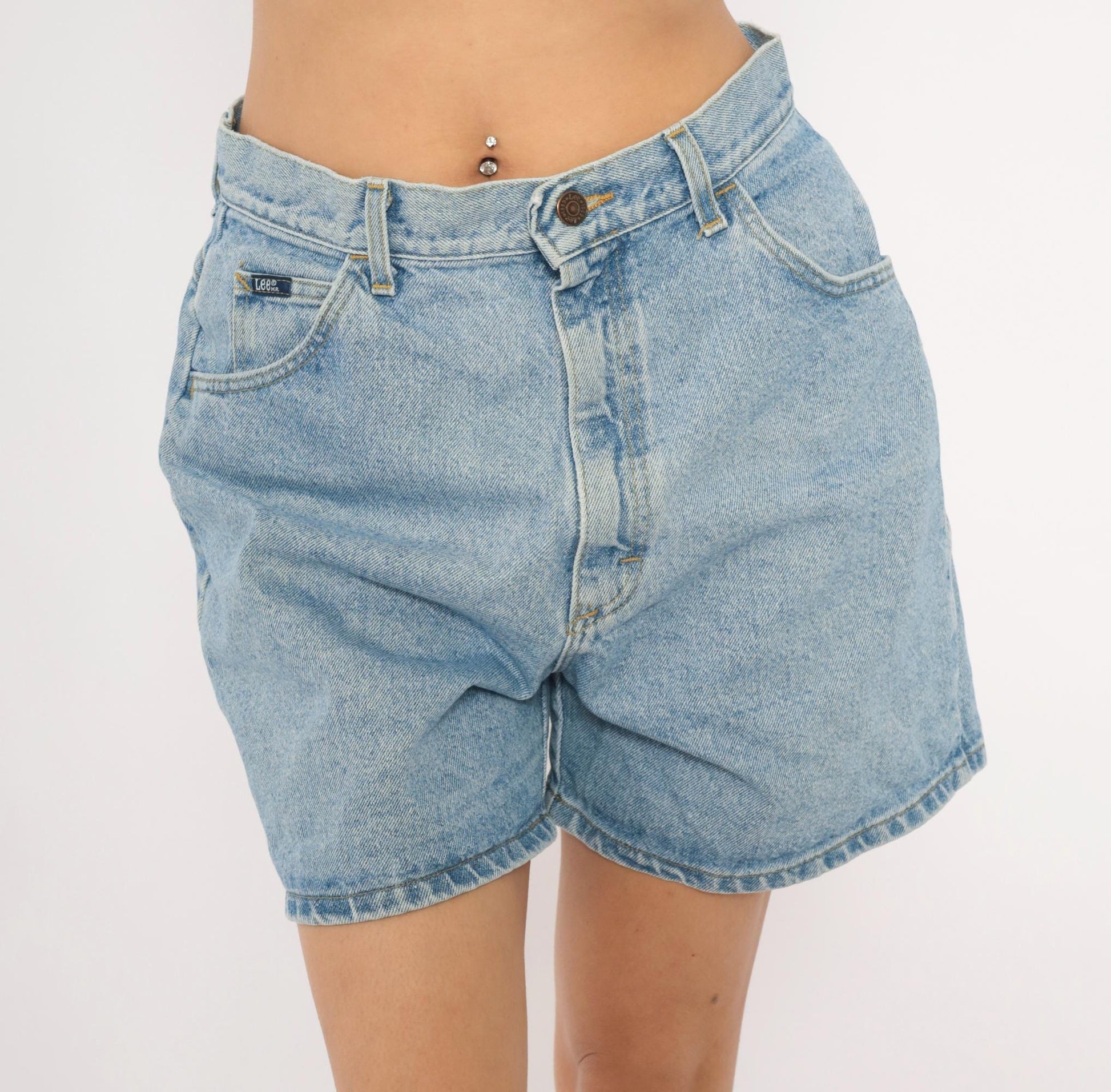 90s Lee Light Wash Denim Shorts High Rise Relaxed Fit Women's 30