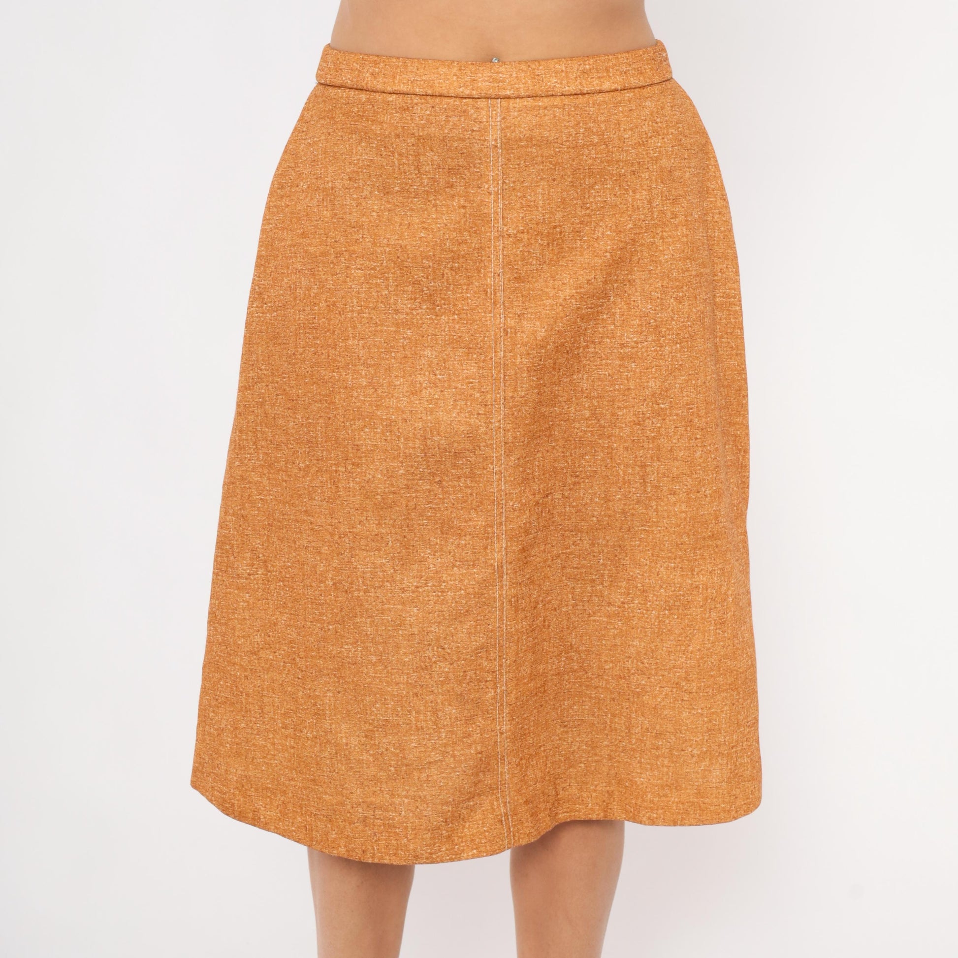 70s Perception A-Line Skirt Amber Tweed Waistband Small S