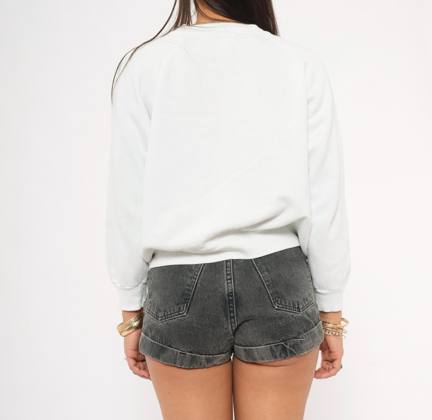 90s Basset Walker White Crewneck Sweatshirt Faucet Raindrop Graphic Raglan Small