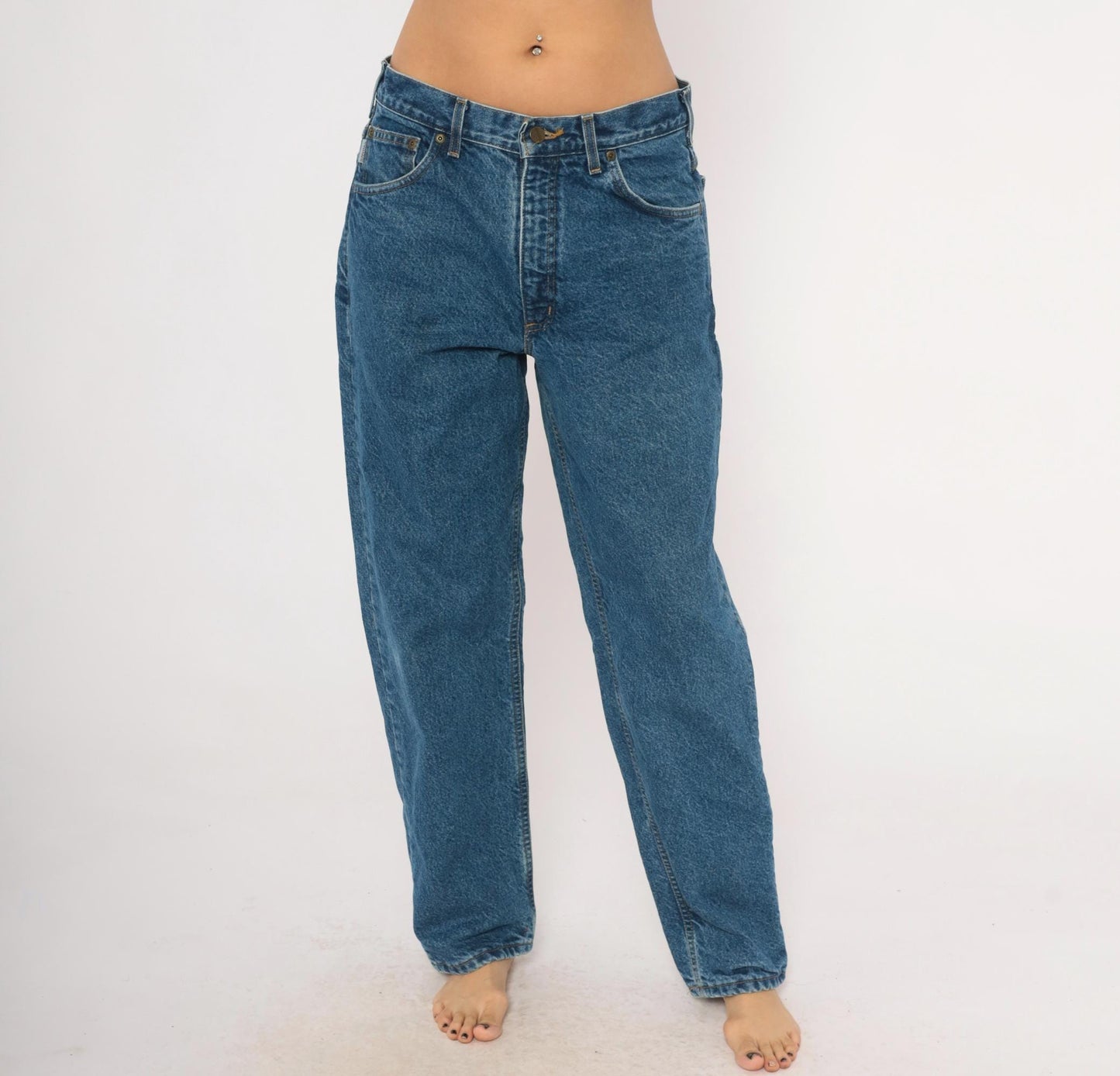 2000s Carhartt Flannel Lined Jeans Medium Wash Straight Leg Blue Denim 31x30