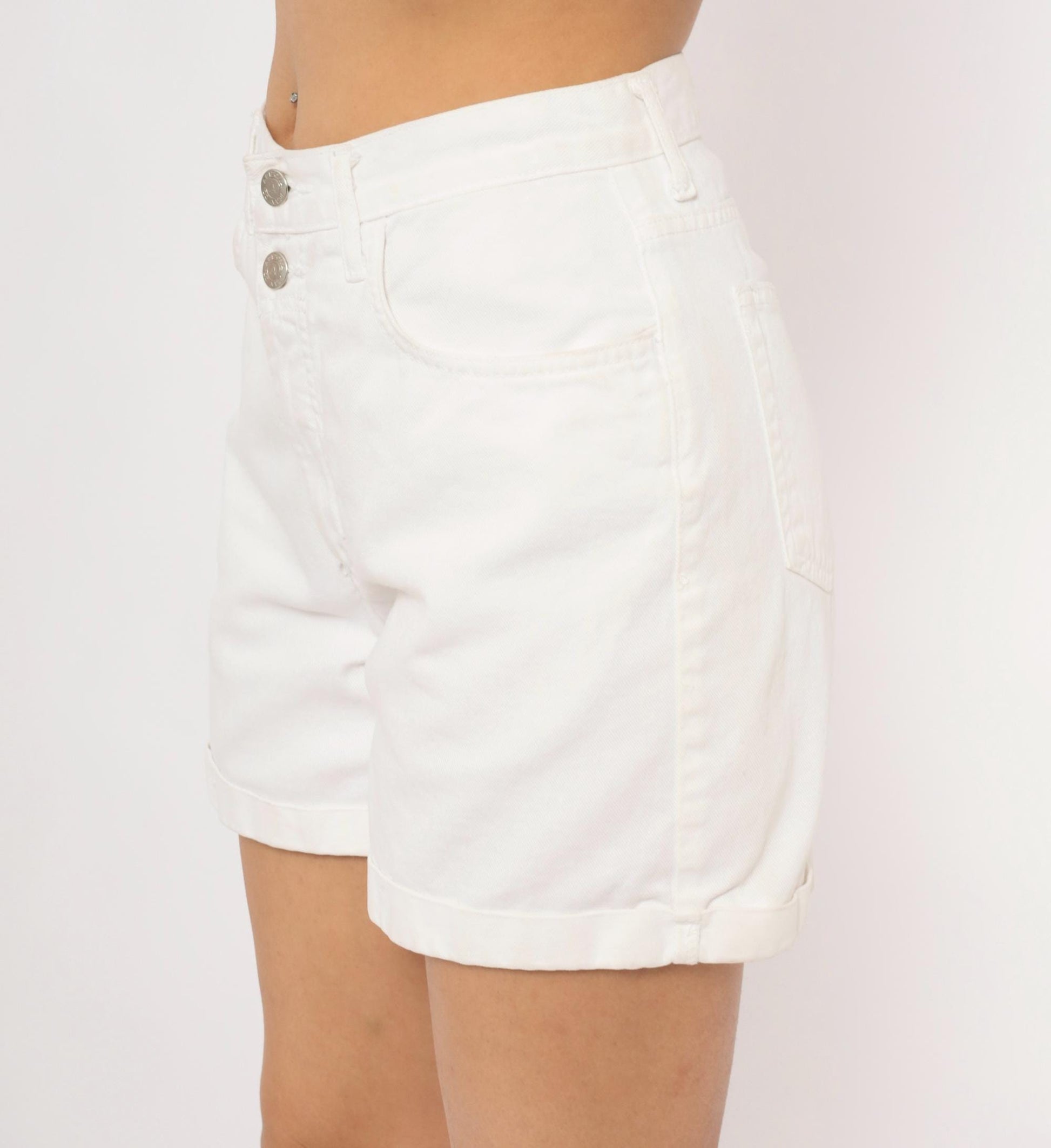 90s Arizona Jeans White Denim Shorts High Waist Cuffed Cotton Small S