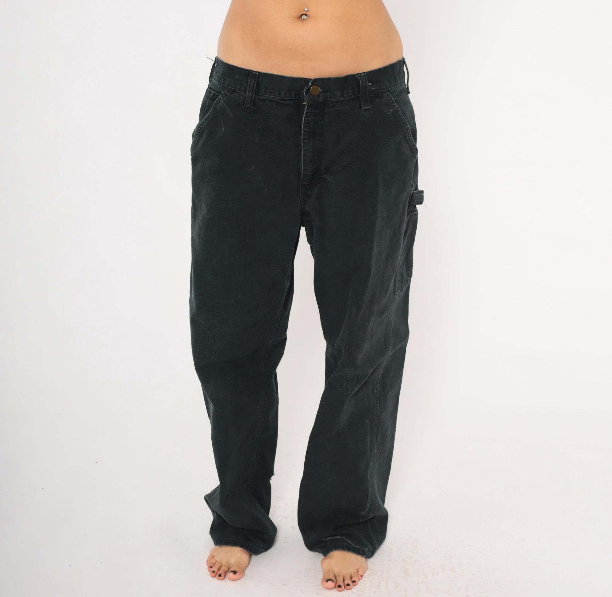 90s Carhartt Black Canvas Carpenter Pants Relaxed Straight Leg Large L