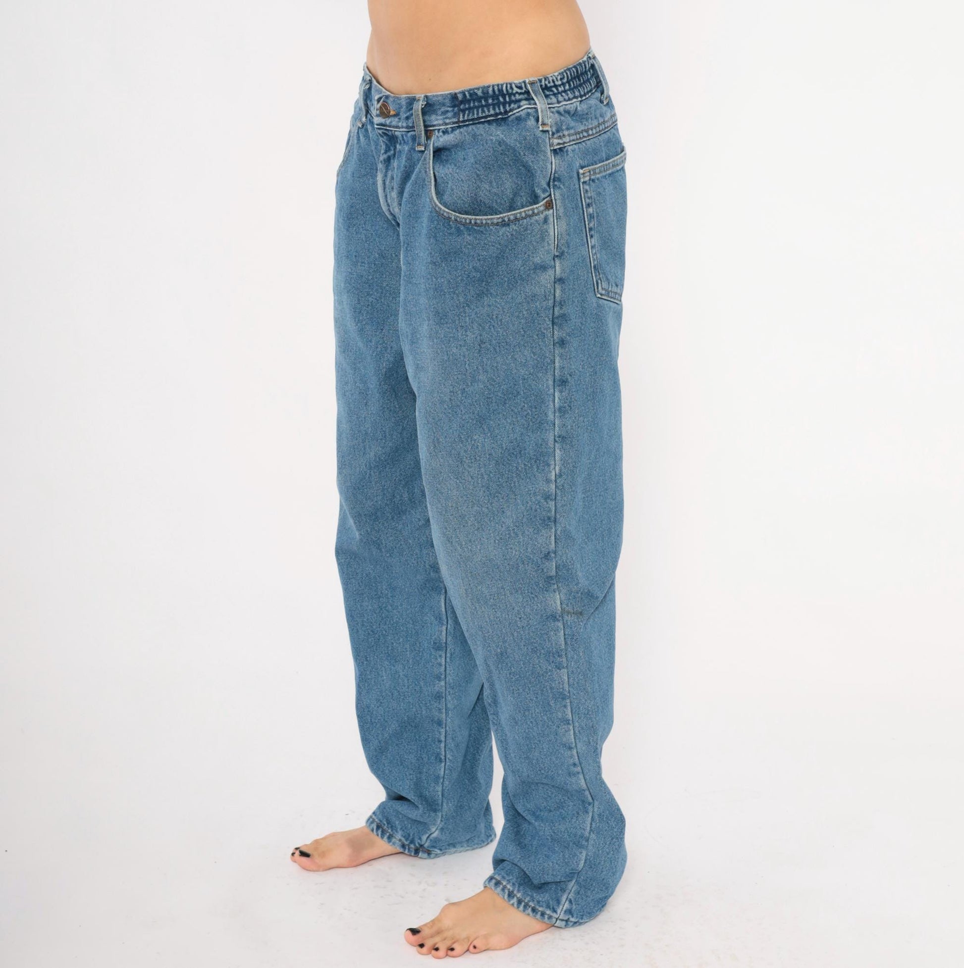 90s L.L.Bean Stonewash Denim Jeans Straight Leg Relaxed Fit Blue 36x29