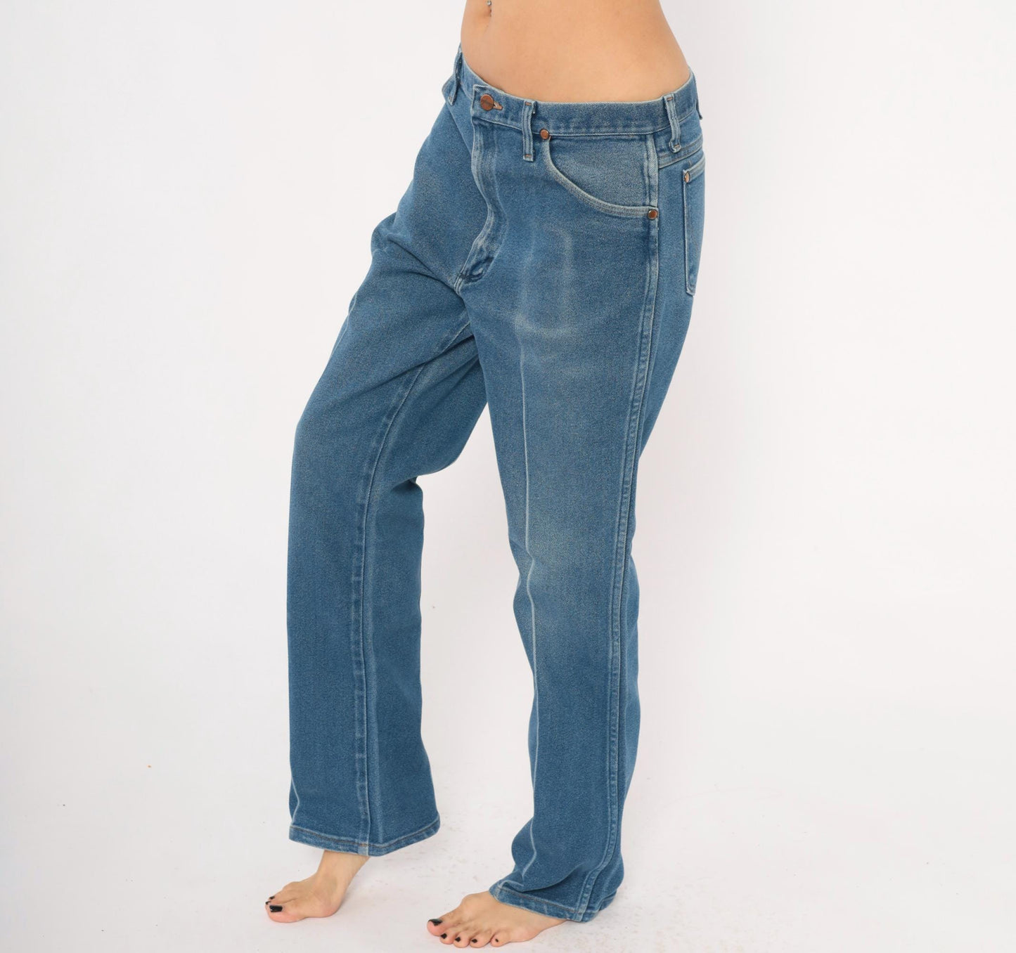 90s Wrangler Straight Leg Jeans Medium Wash Denim Blue Cotton 35 x 32