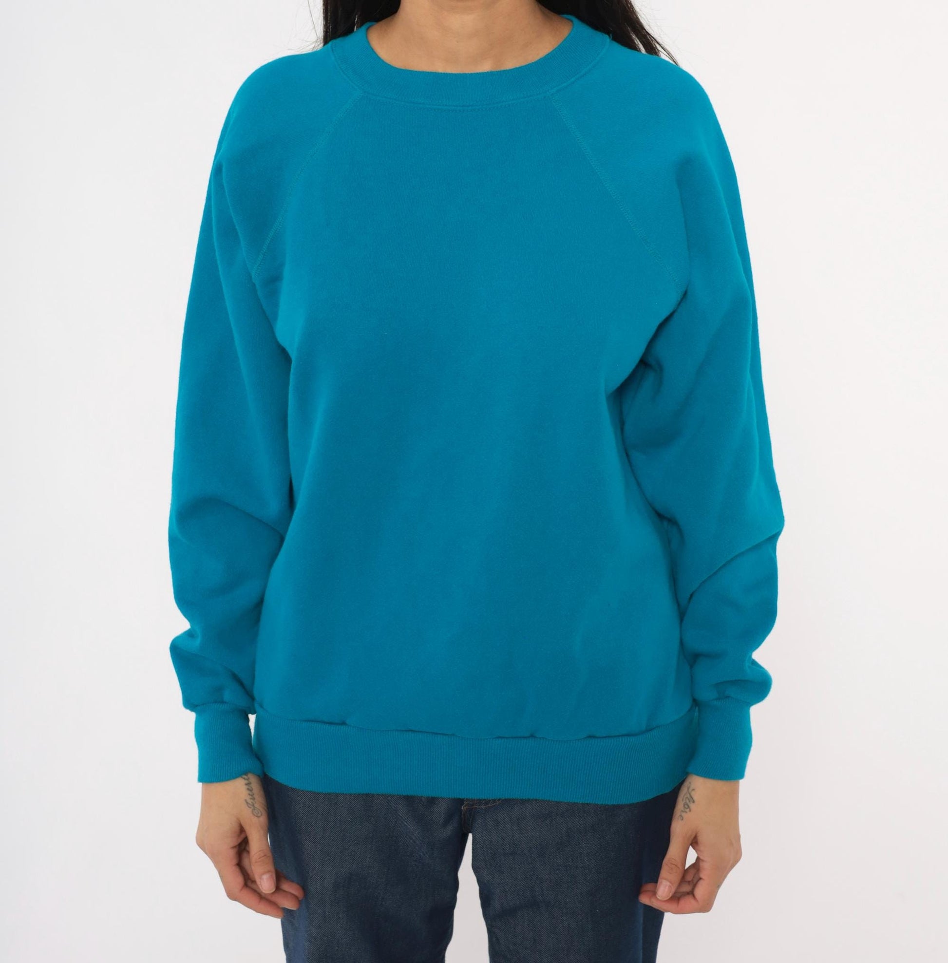 80s Pannil Teal Raglan Sweatshirt Crewneck Pullover Extra Large XL