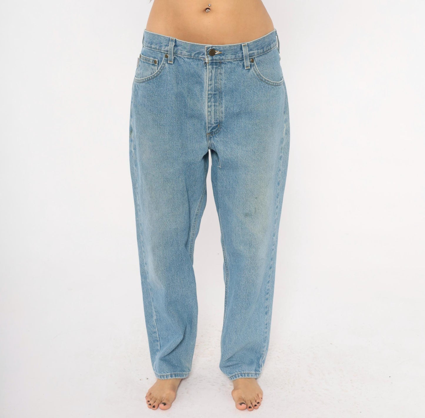 Carhartt Light Wash Denim Jeans 2000s Relaxed Straight Leg Cotton Workwear Extra Large XL