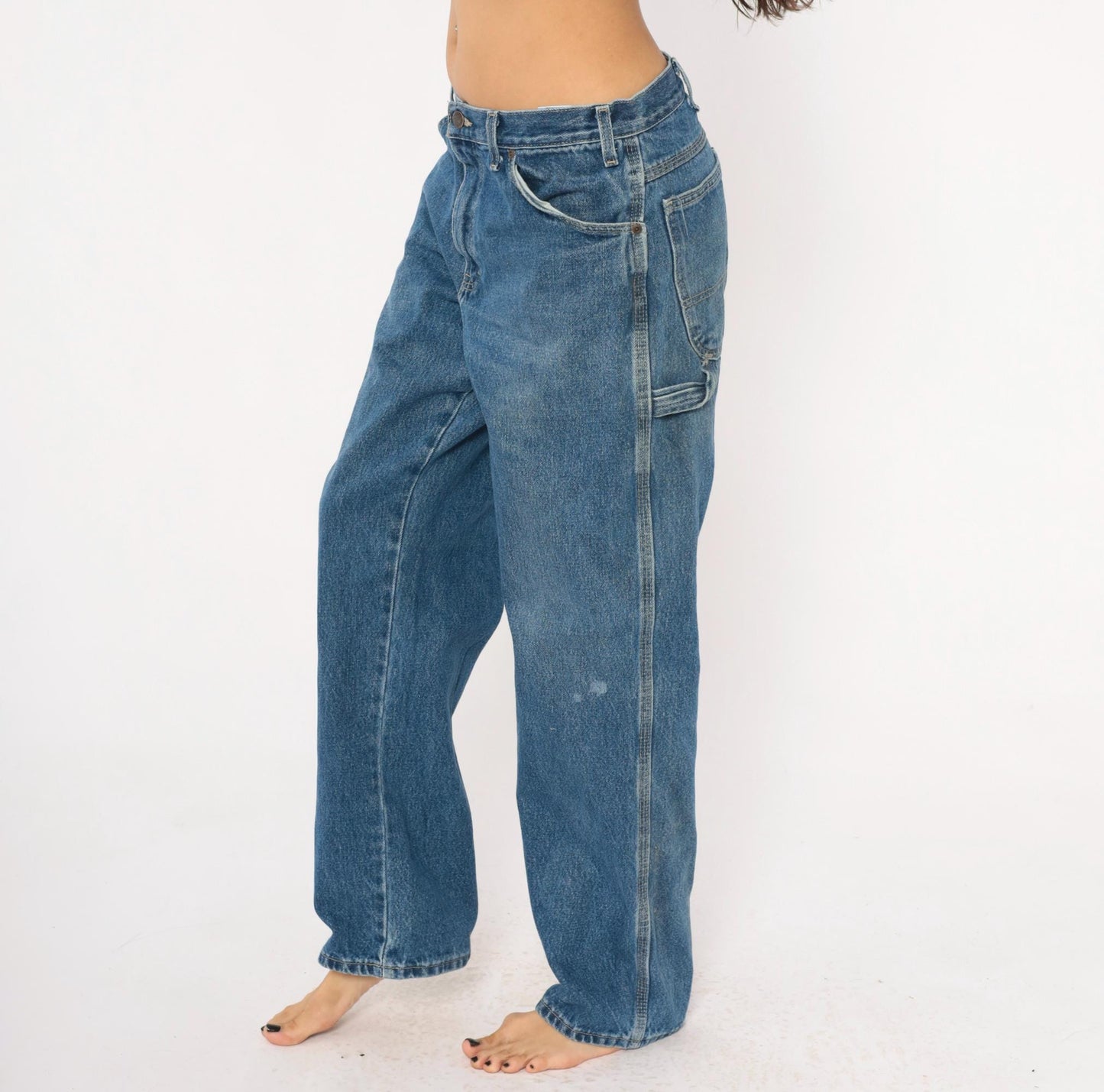 Dickies Carpenter Jeans 90s Cobalt Blue Denim Straight Leg Utility 33x32
