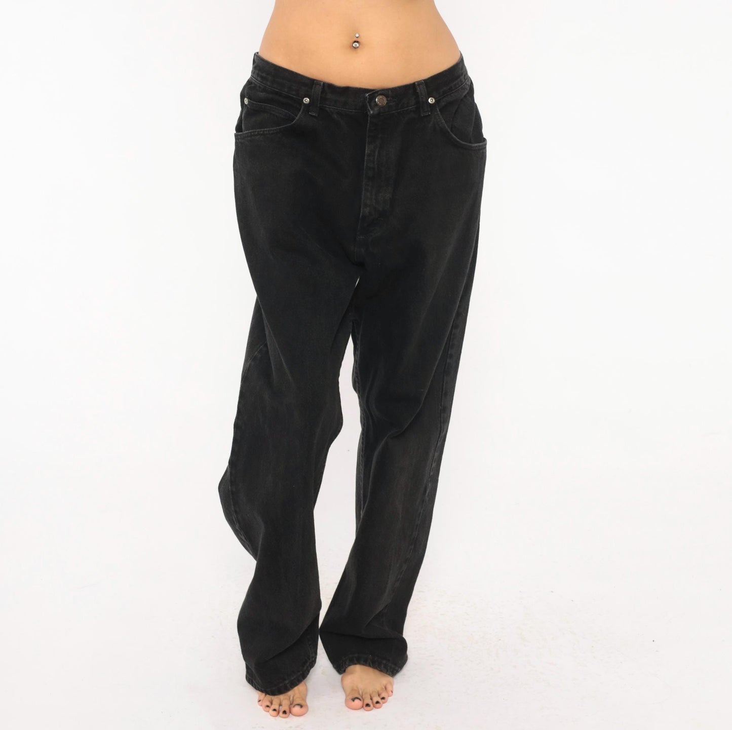 2000s Wrangler Black Denim Jeans Relaxed Fit Straight Leg Cotton 36 x 33