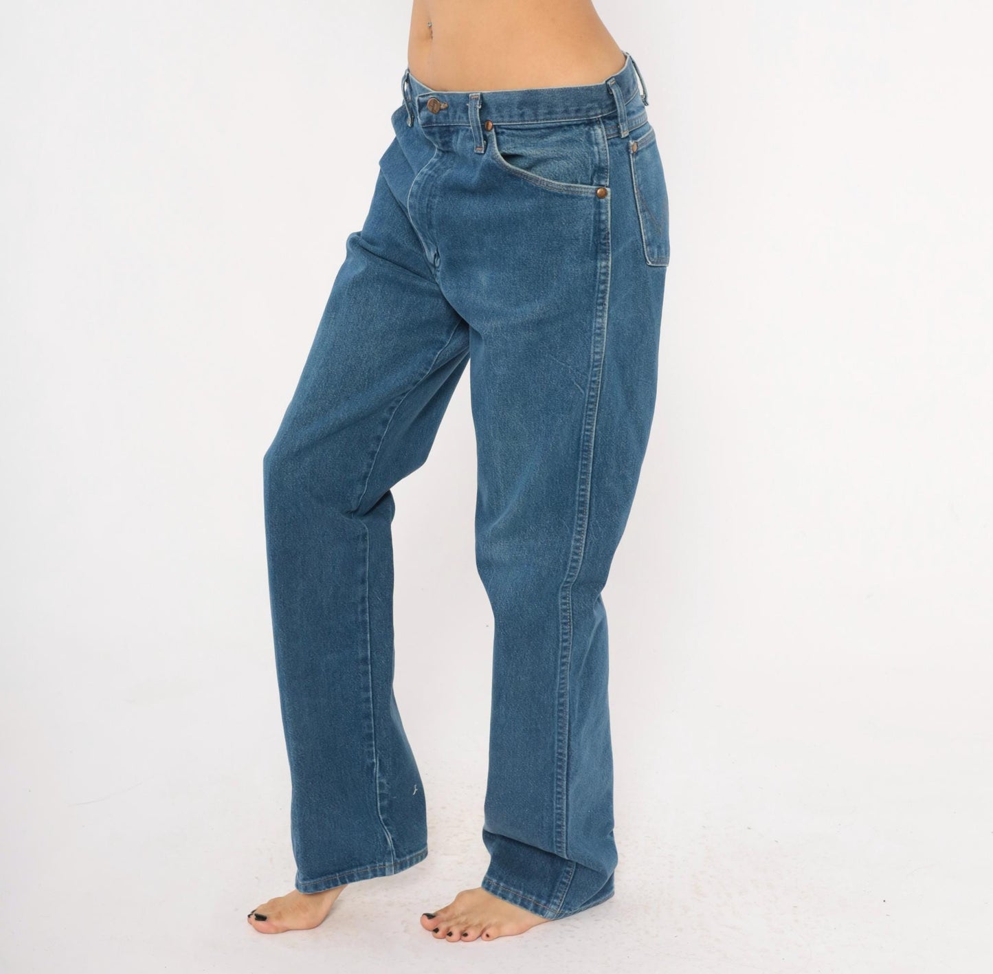 90s Wrangler Jeans Blue Denim Straight Leg High Rise Cotton 34x33