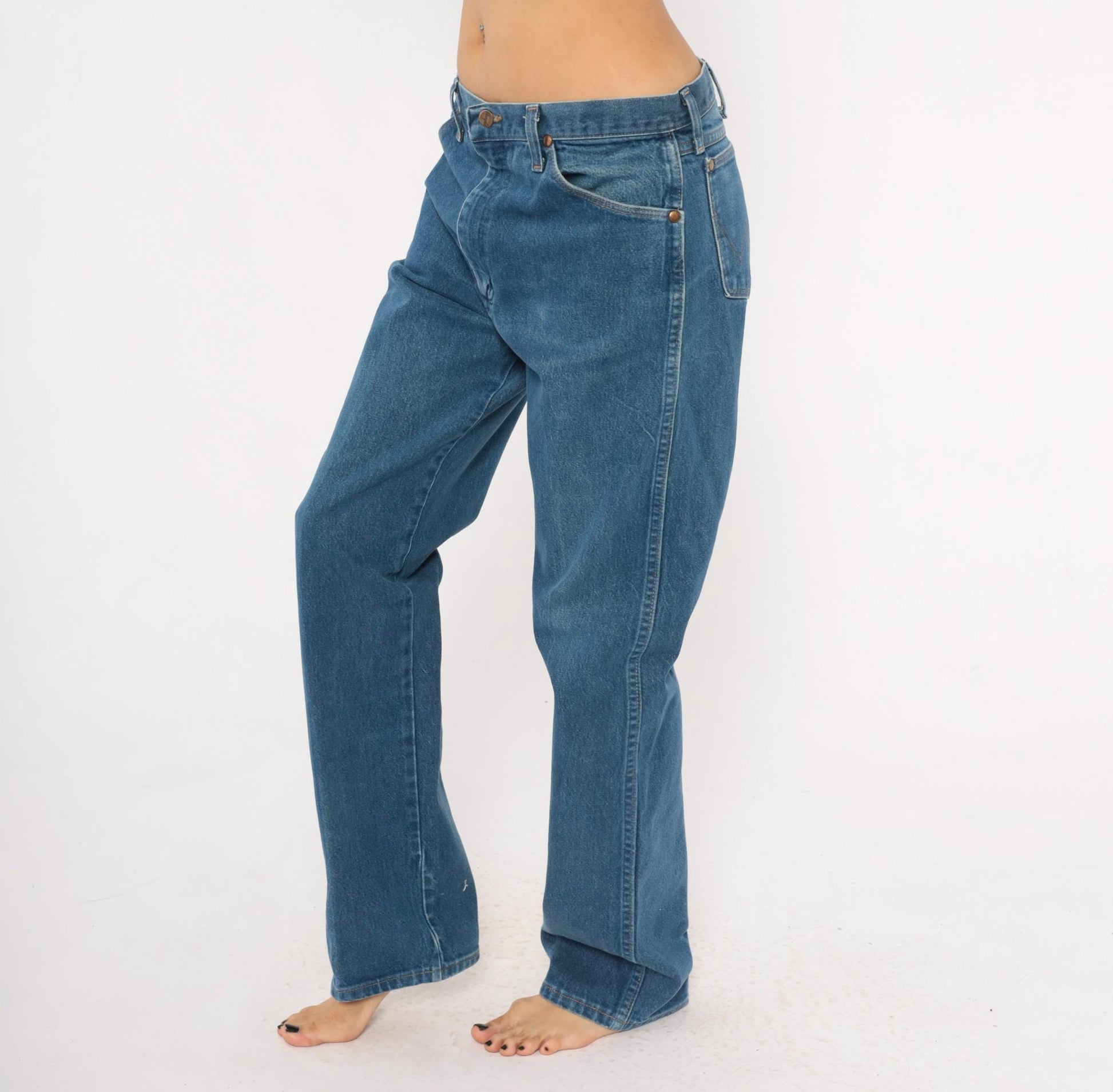 90s Wrangler Jeans Blue Denim Straight Leg High Rise Cotton 34x33