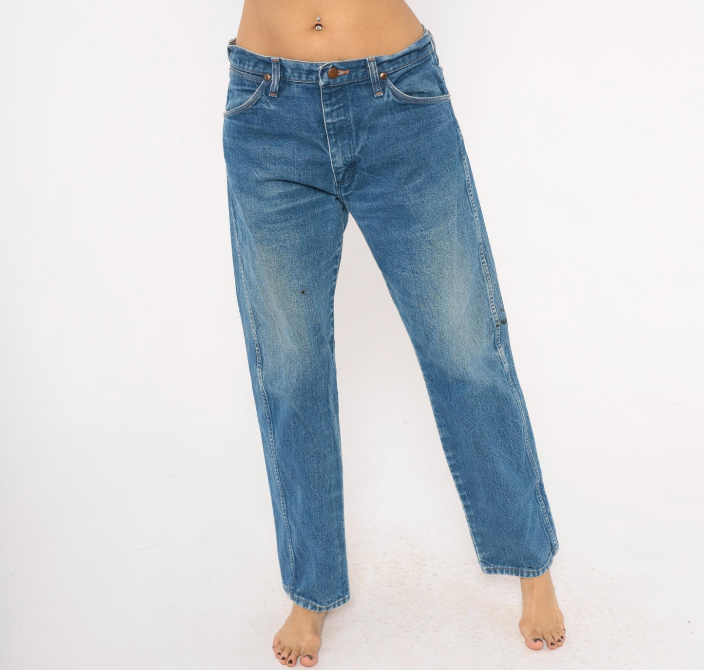 90s Wrangler Jeans Medium Wash Straight Leg Cotton Western Blue Medium M