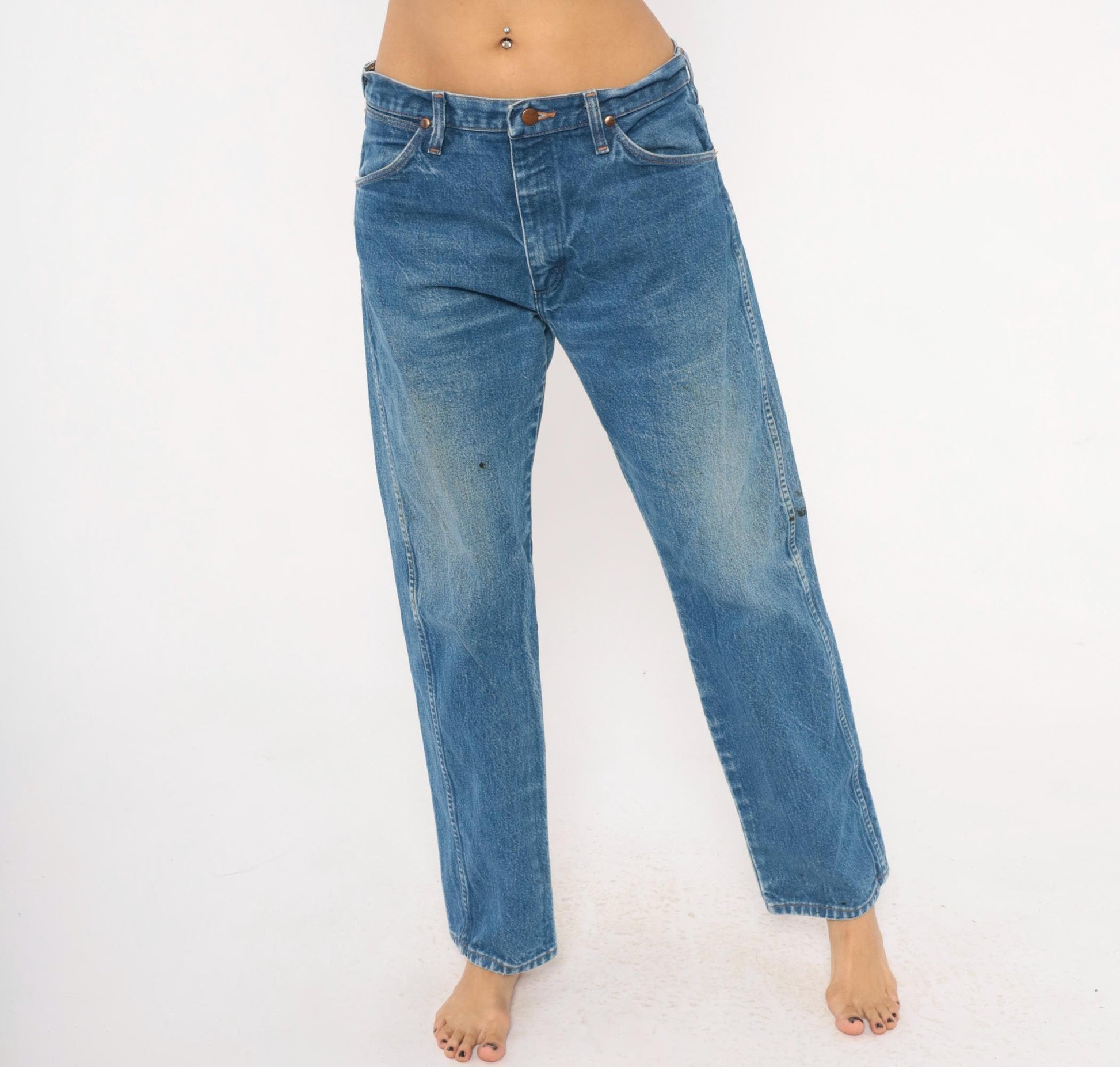90s Wrangler Jeans Medium Wash Straight Leg Cotton Western Blue Medium M