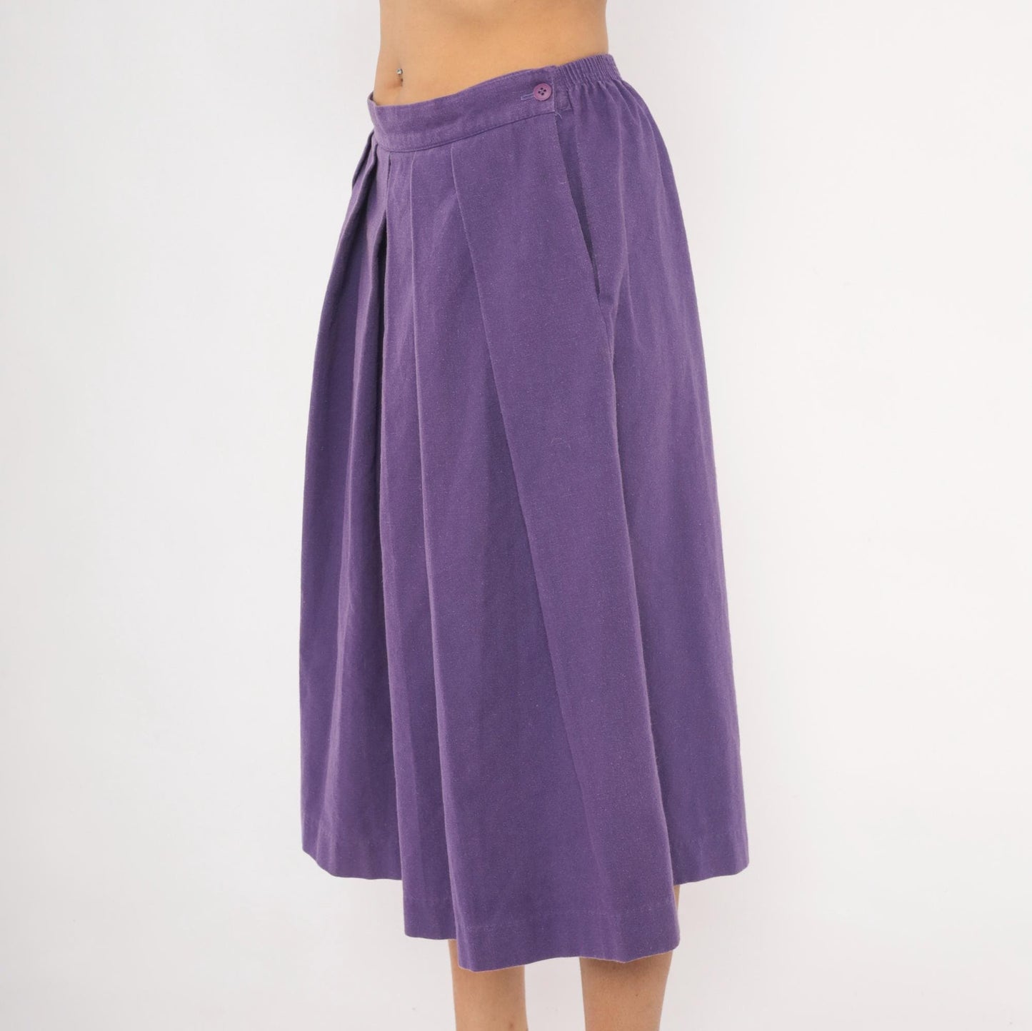 90s Hannington Boston Purple Pleated Midi Skirt Medium M