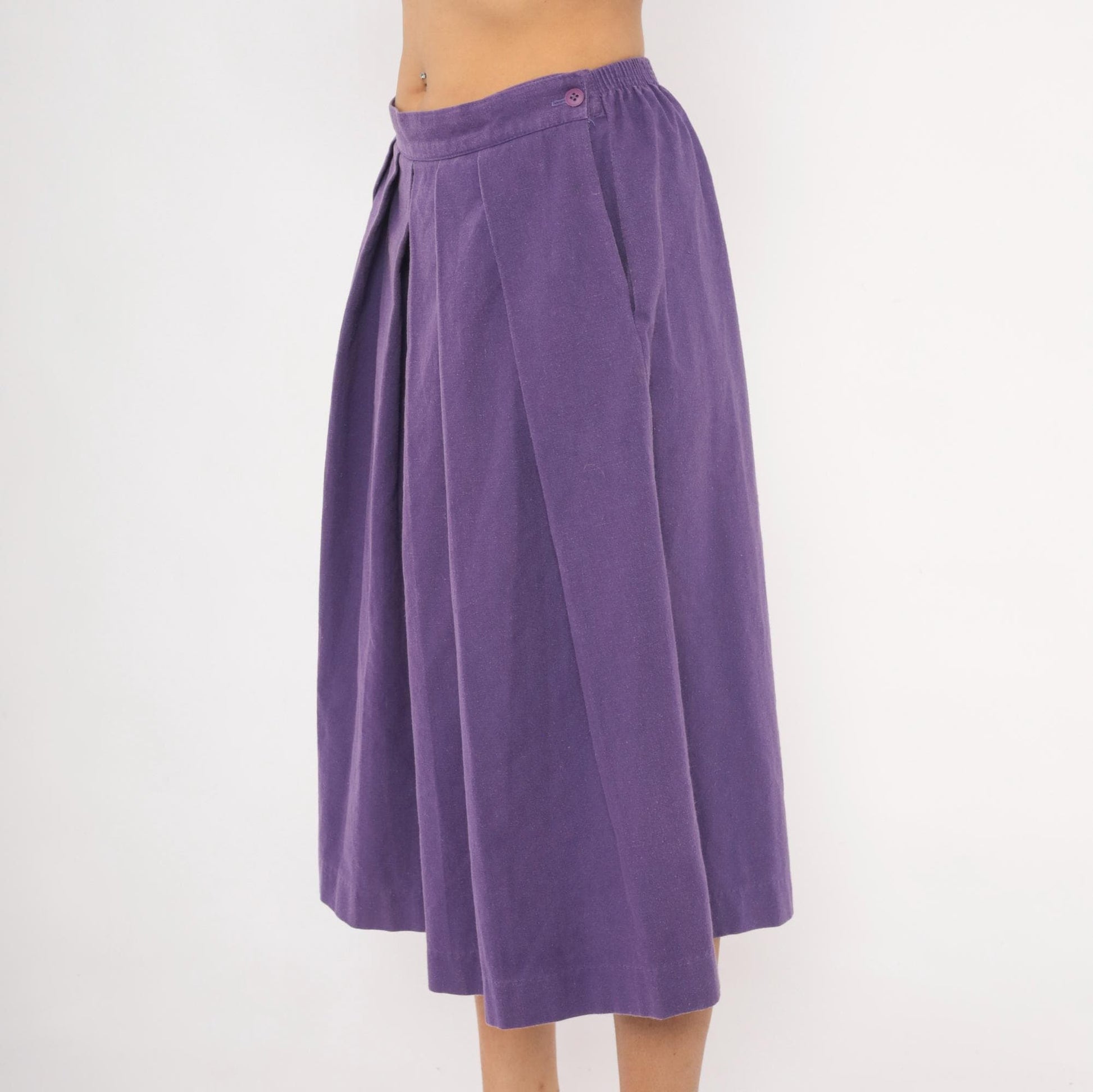 90s Hannington Boston Purple Pleated Midi Skirt Medium M