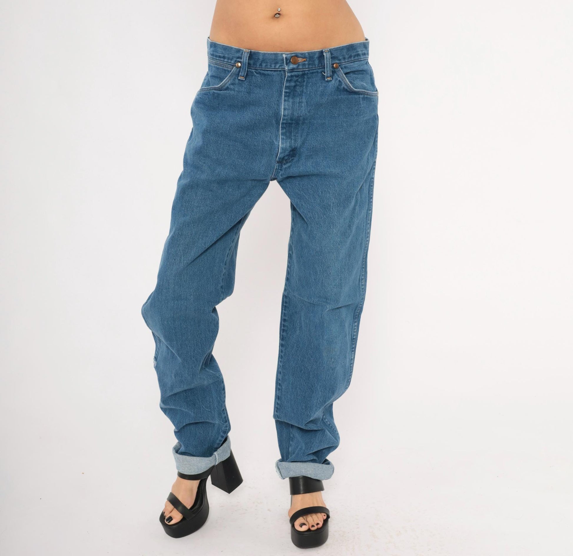 Wrangler Cowboy Cut Jeans 2000s Medium Wash Straight Leg Cotton 35x36