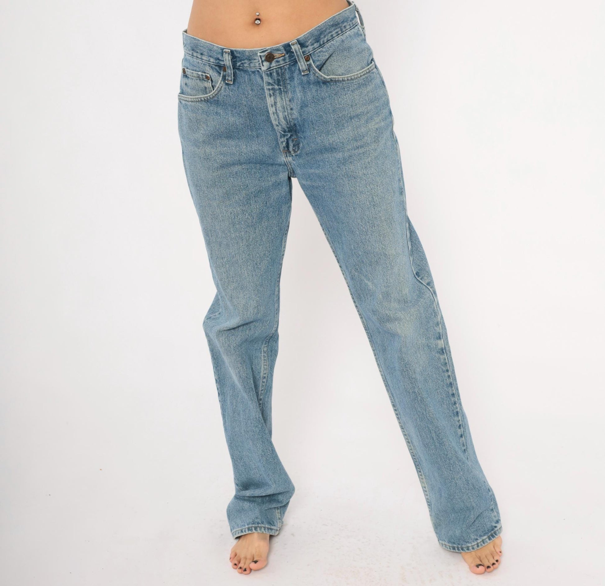 90s Wrangler Straight Leg Jeans Light Stonewash Blue Cotton 32x34