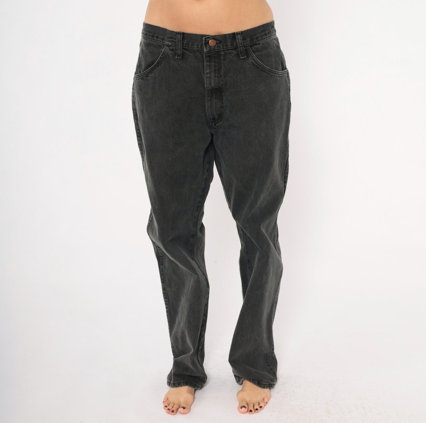 90s Rustler Faded Black High Rise Straight Leg Jeans 36x32
