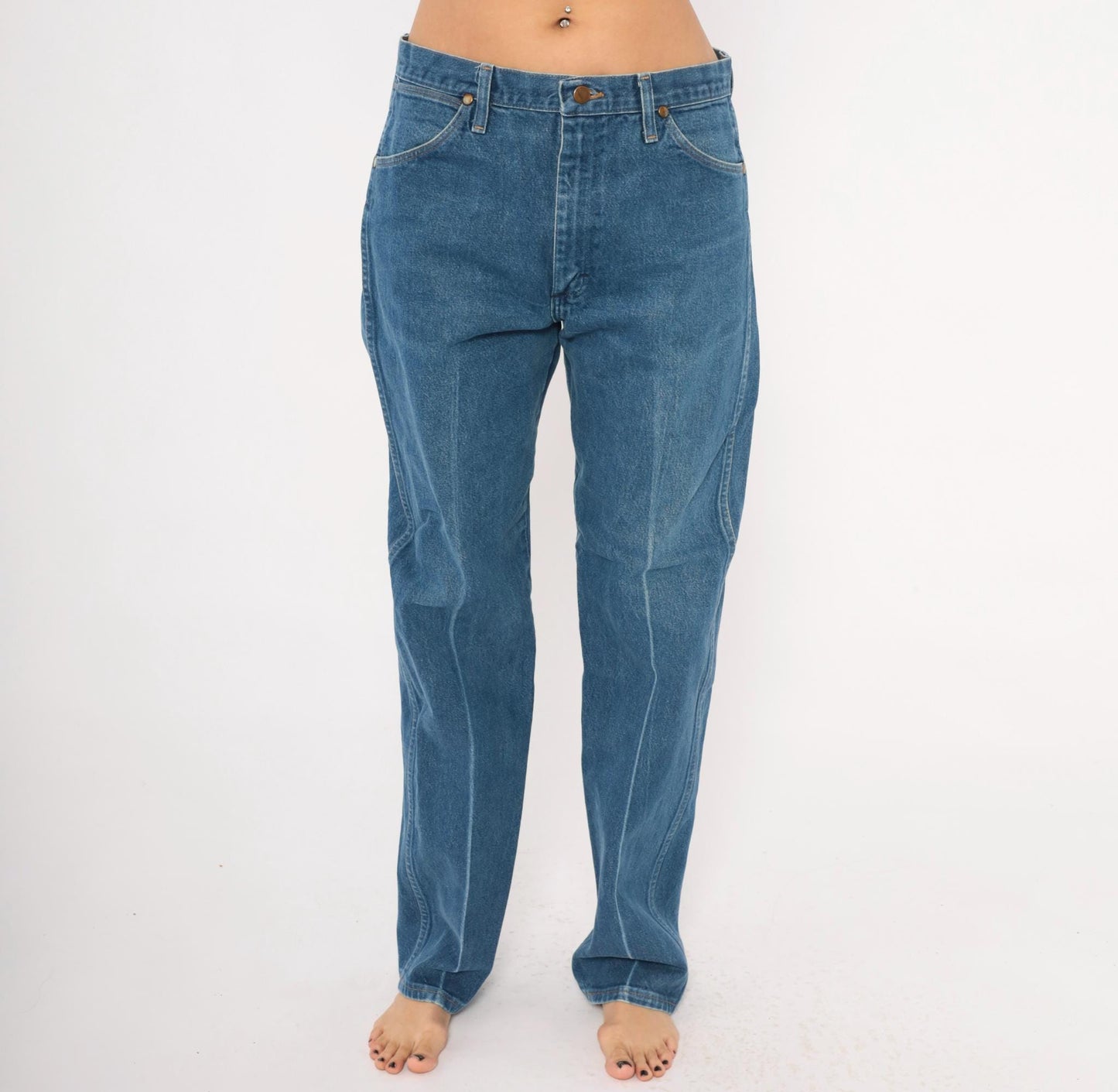 90s Wrangler Cowboy Cut Jeans Straight Leg High Rise Medium Wash 34x33