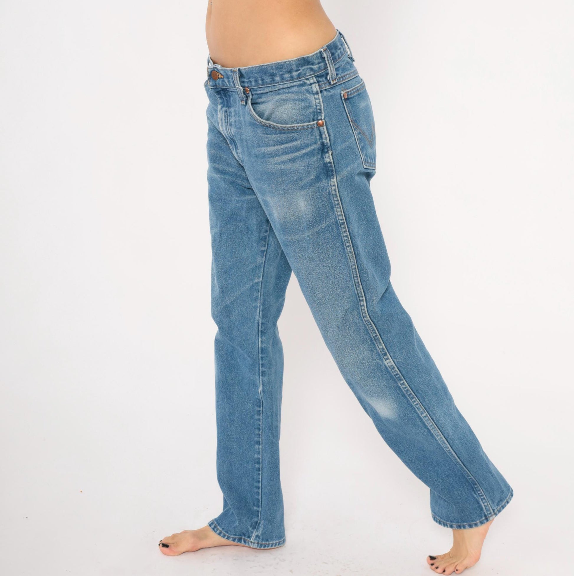 90s Wrangler Cowboy Cut Straight Leg Jeans Medium Wash Cotton 34x31
