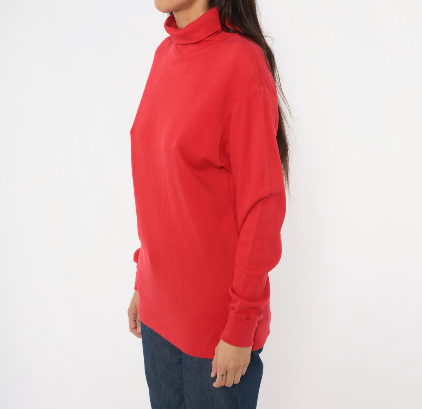 90s The Eagle's Eye Red Turtleneck Cotton Pullover Tunic Large XL