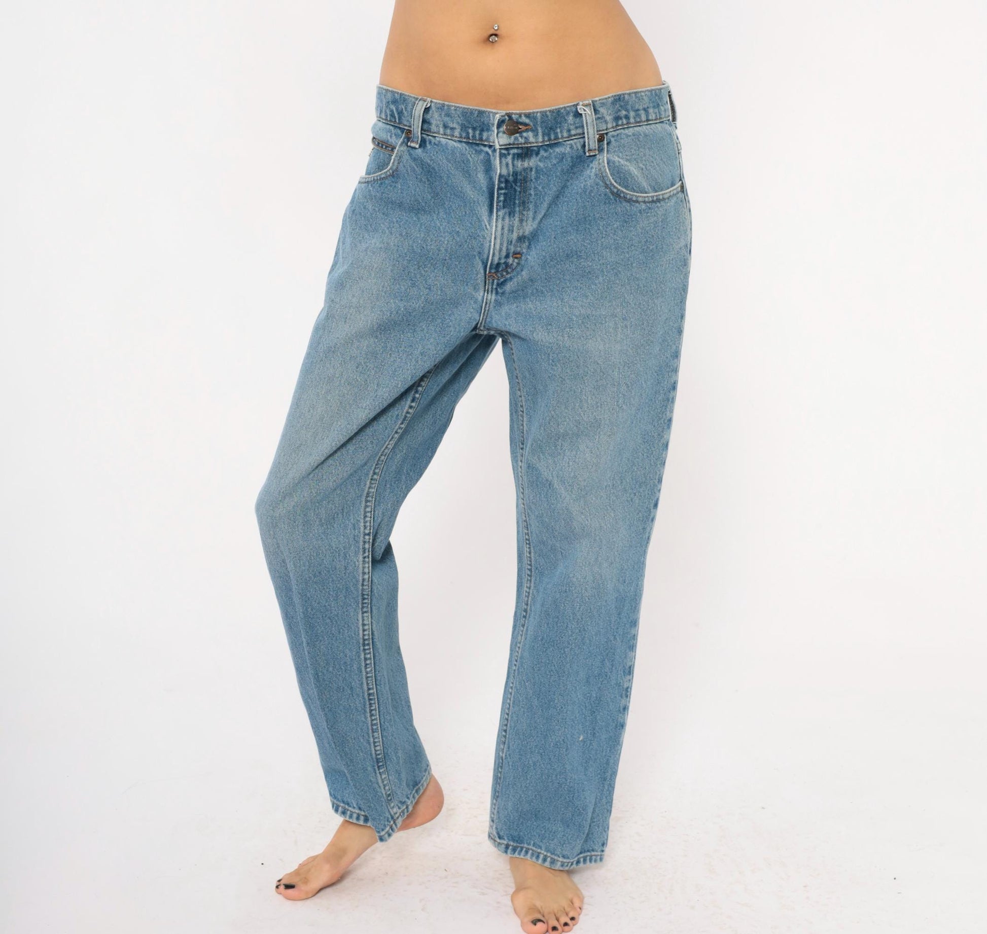 L.L. Bean Straight Leg Jeans 90s Medium Wash Denim Blue Cotton 35x29