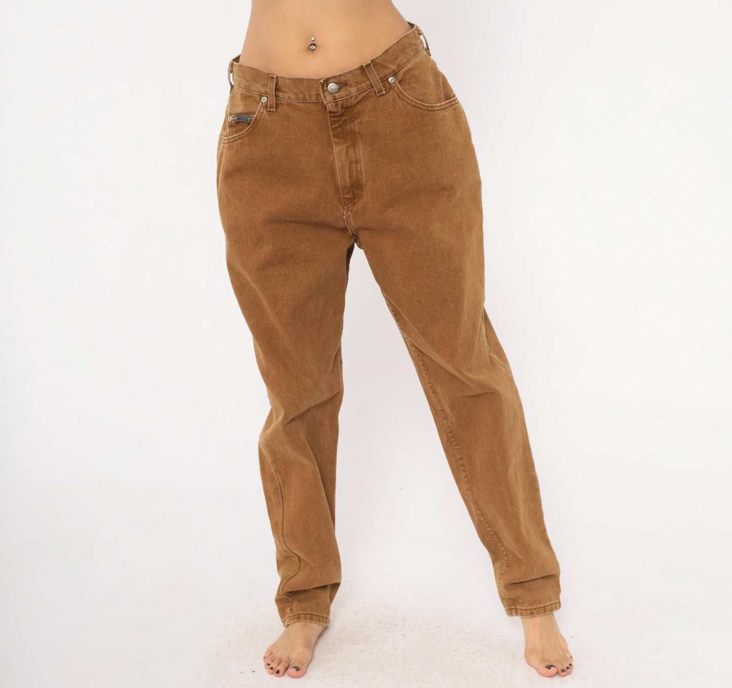 90s Lee Brown Tapered High-Waisted Jeans Denim Tan Cotton Medium M