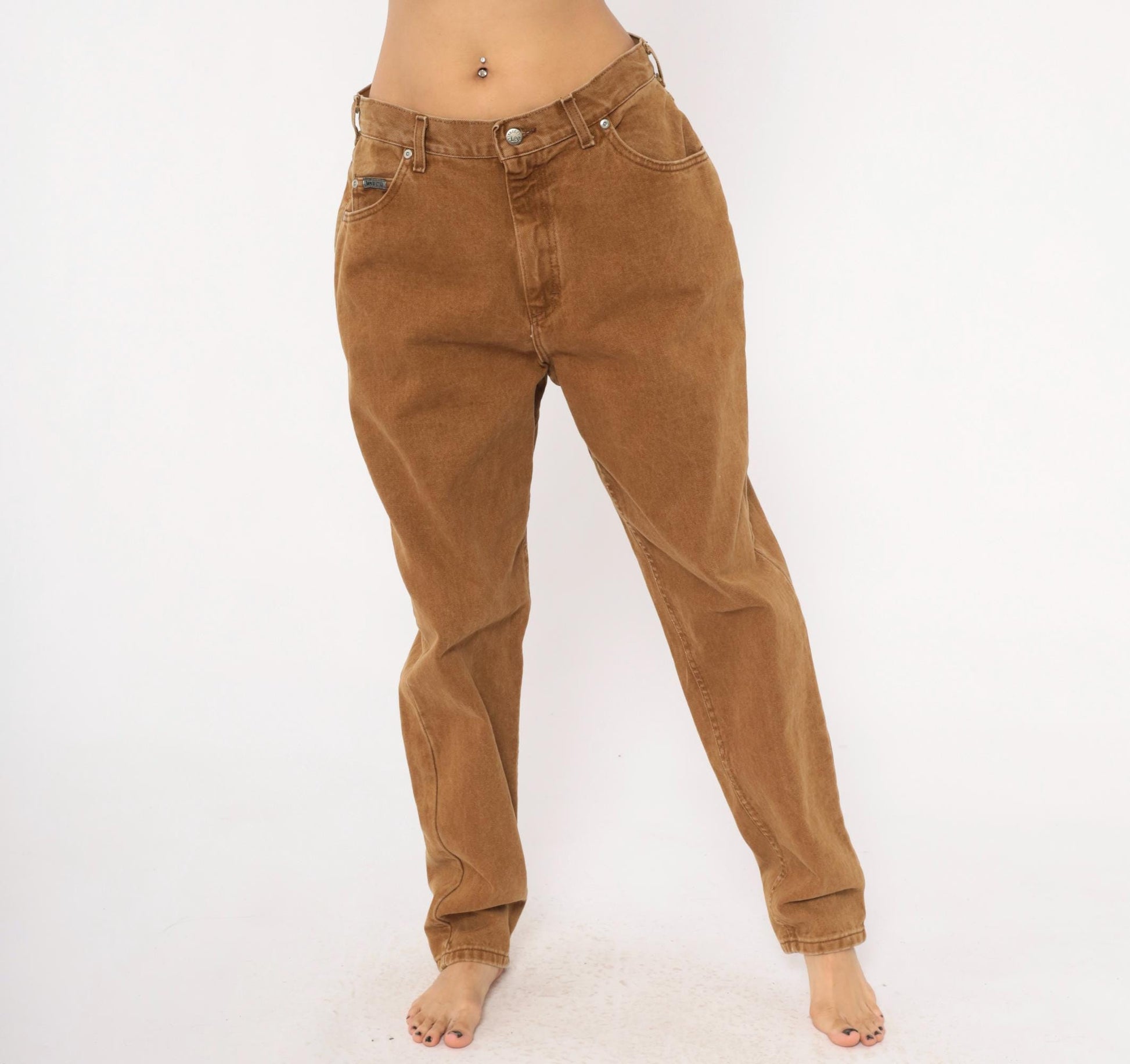 90s Lee Brown Tapered High-Waisted Jeans Denim Tan Cotton Medium M