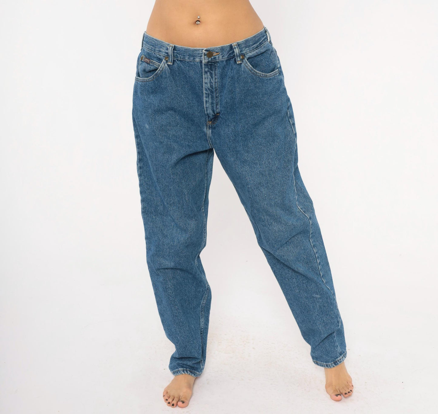 90s Riders Mom Jeans High Waisted Stonewash Blue Denim Straight Leg Medium M