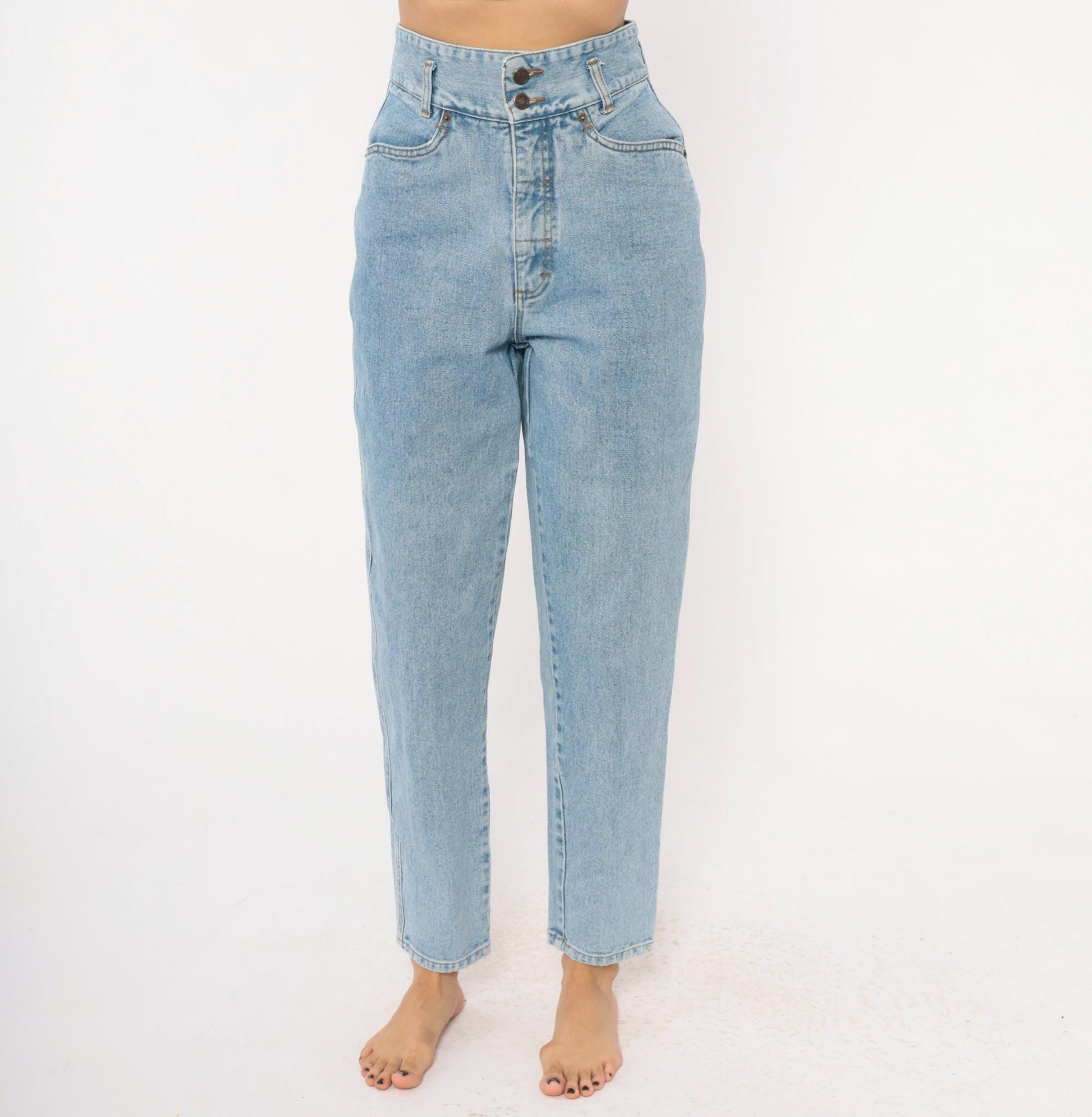 90s Sostanza Workwear Mom Jeans Light Wash High Rise Tapered Extra Small XS