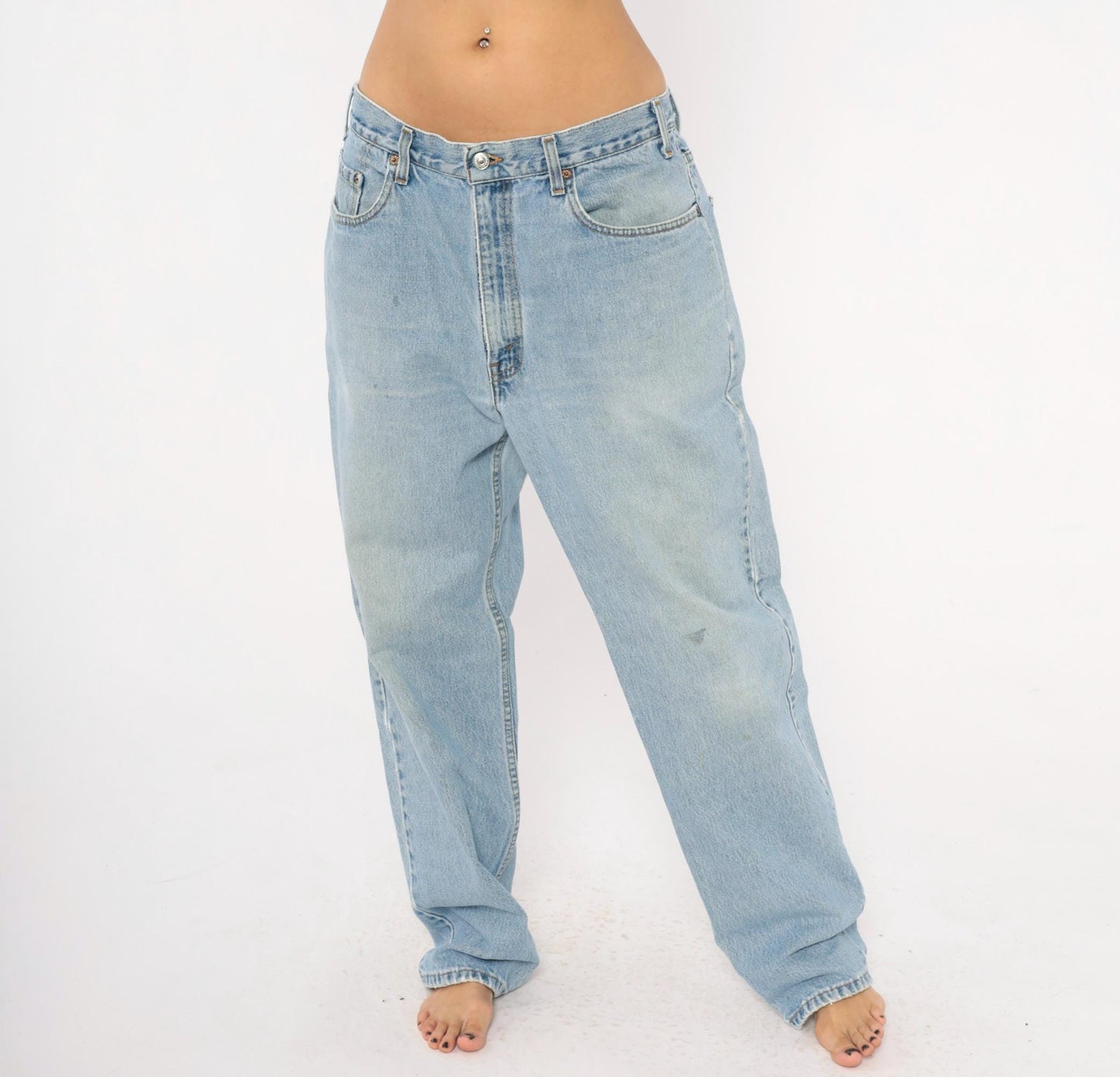 Levi's 550 Light Stonewash Denim Jeans 90s Relaxed Straight Leg High Waist 38x32