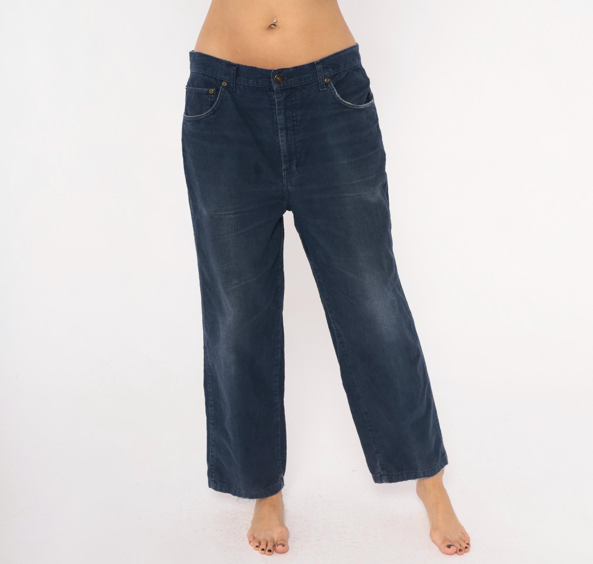 90s BCC Blues Navy Corduroy Pants Straight Leg Five Pocket 34/30