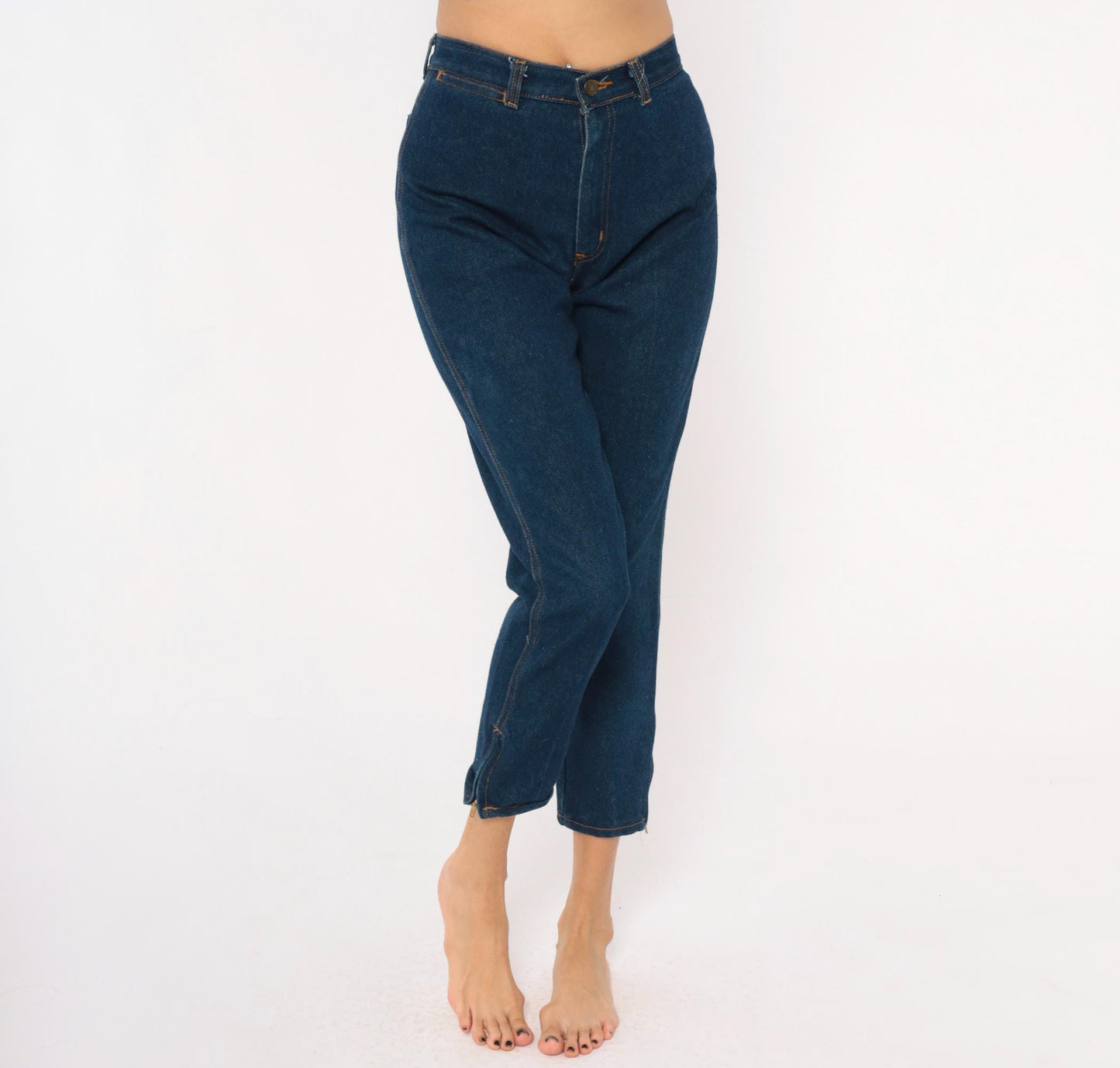 80s Filippo Totti High Waisted Dark Denim Jeans Tapered Leg Navy Small