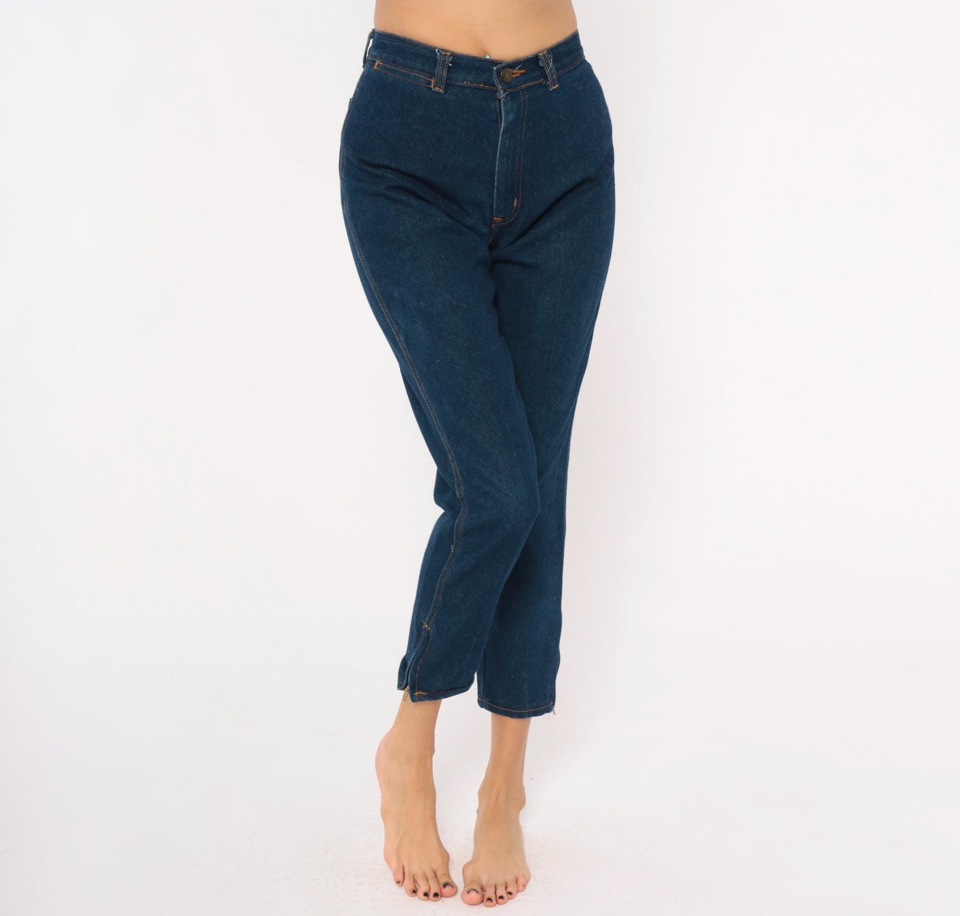 80s Filippo Totti High Waisted Dark Denim Jeans Tapered Leg Navy Small