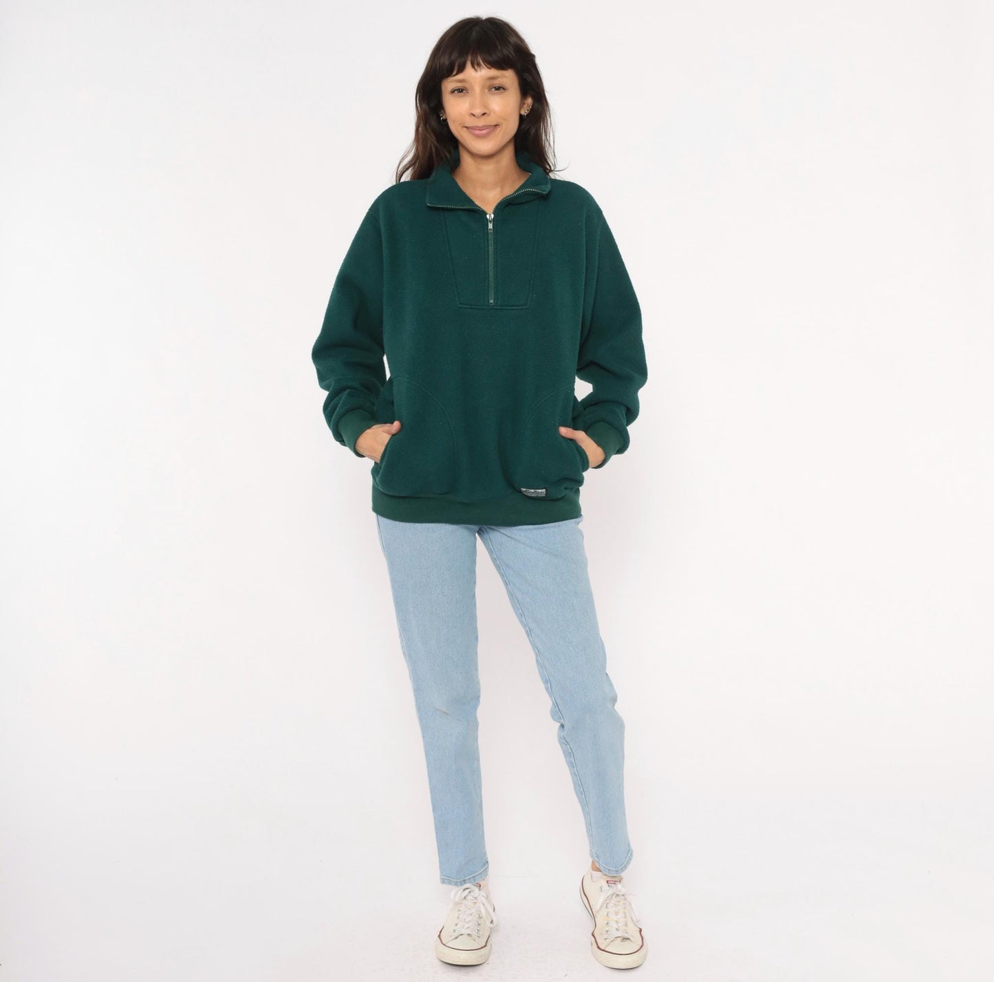 90s Mountain Gear Forest Green Quarter Zip Fleece Pullover Mens Medium