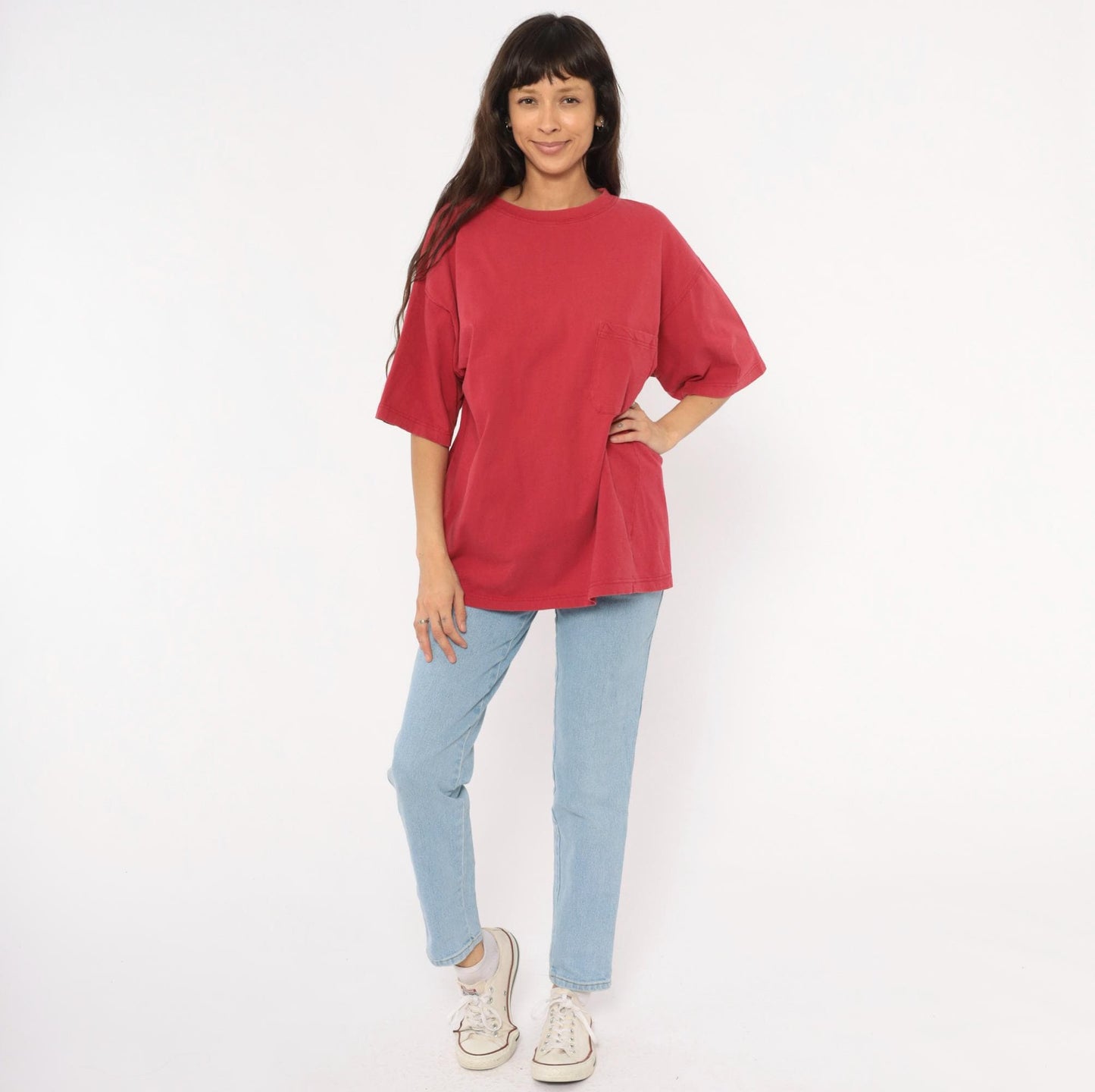 90s American Eagle Red Pocket Tee Cotton Crew Neck Large L