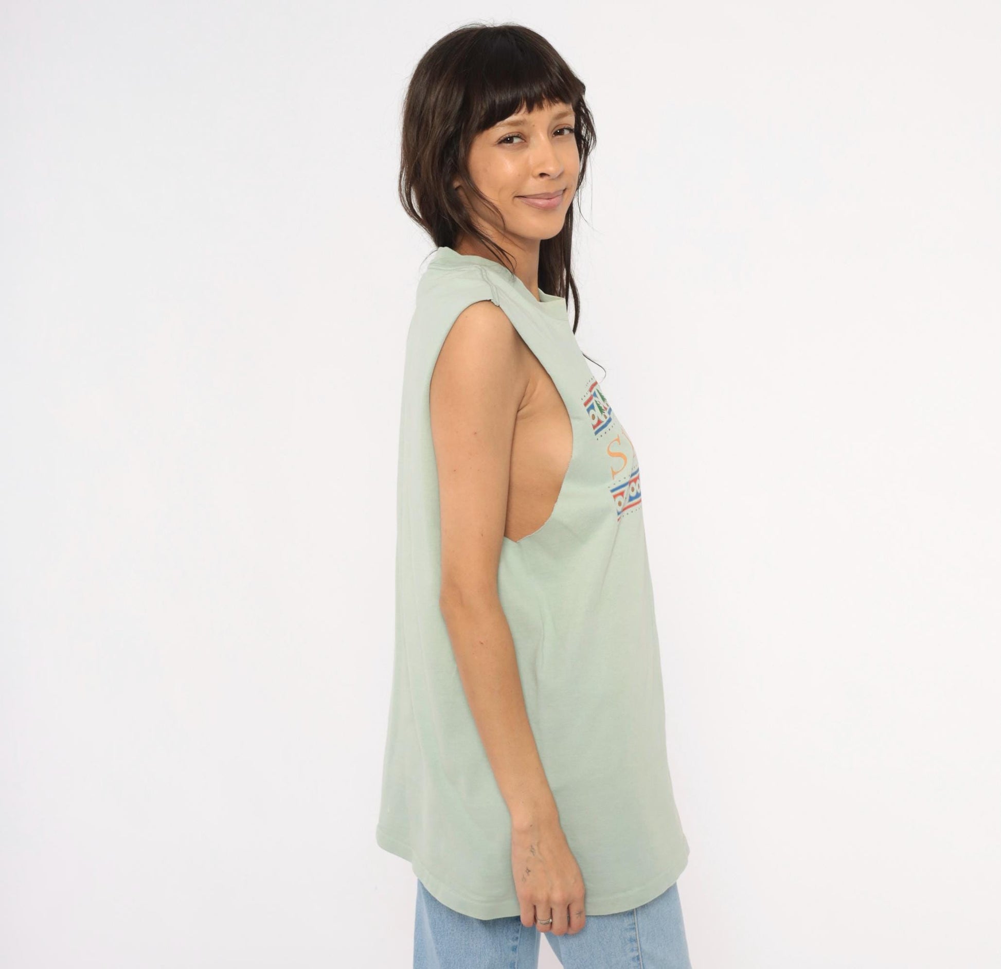 90s Anvil Sedona Arizona Sage Green Cotton Tank Top Graphic Mountain Tree Extra Large XL