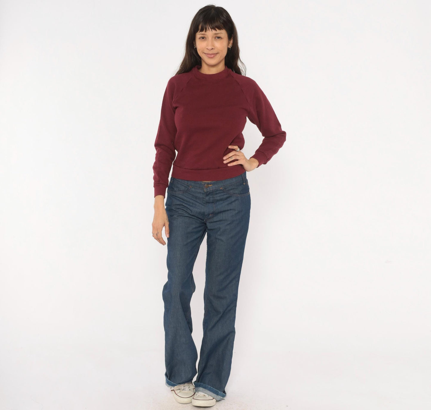 90s Jerzees Burgundy Raglan Sweatshirt Crewneck Solid Wine Pullover Extra Small XS